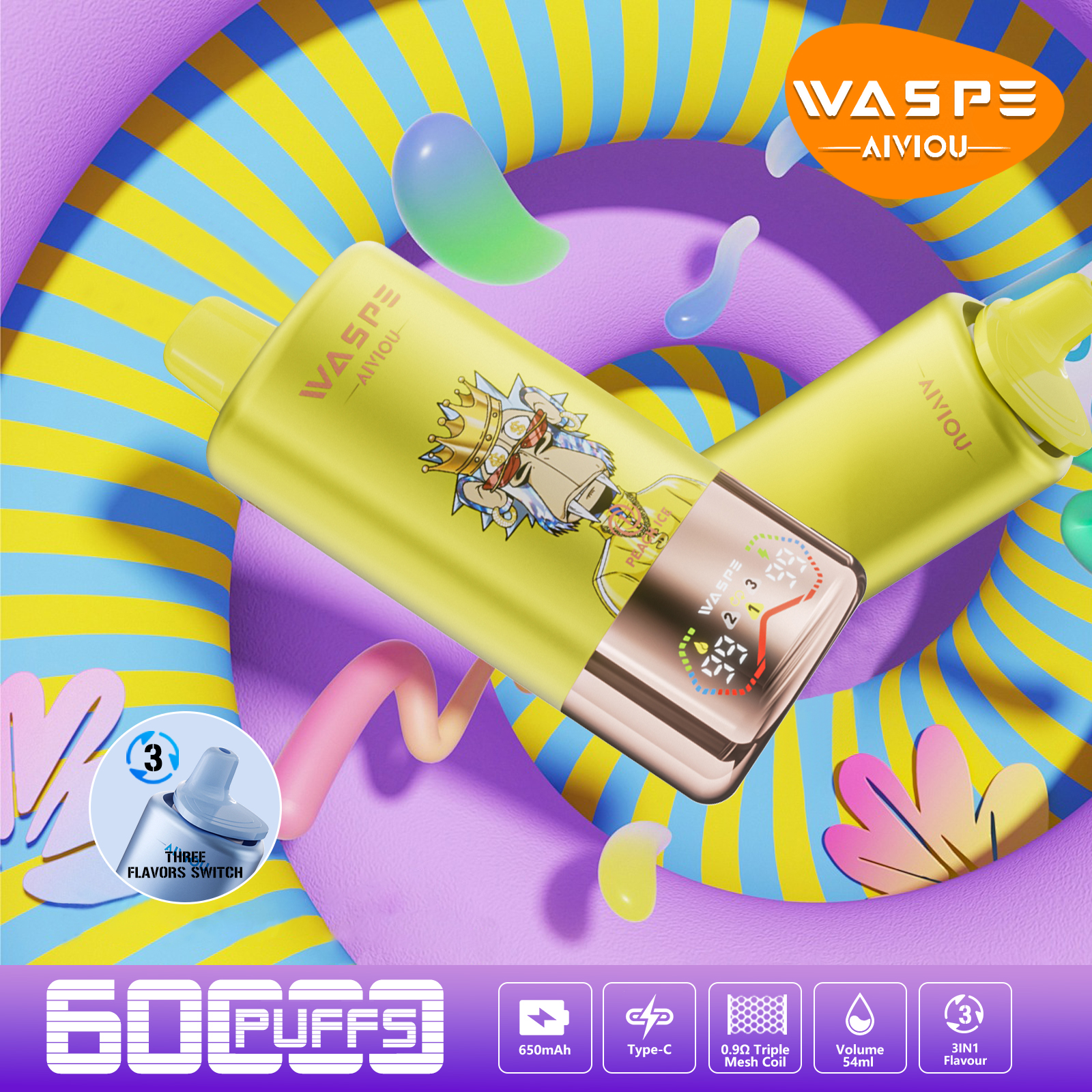 WASPE Bar 60000 60K Trekjes LED Display Wegwerp Vape