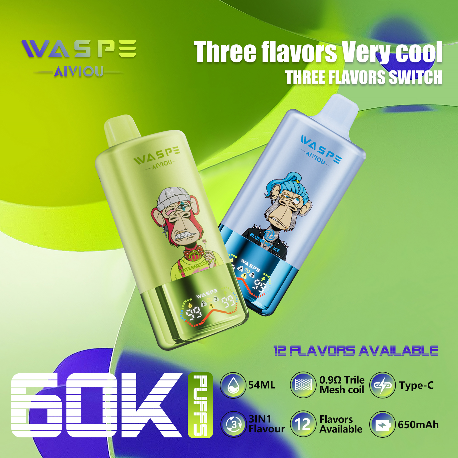WASPE Bar 60000 60K Trekjes LED Display Wegwerp Vape - image 5