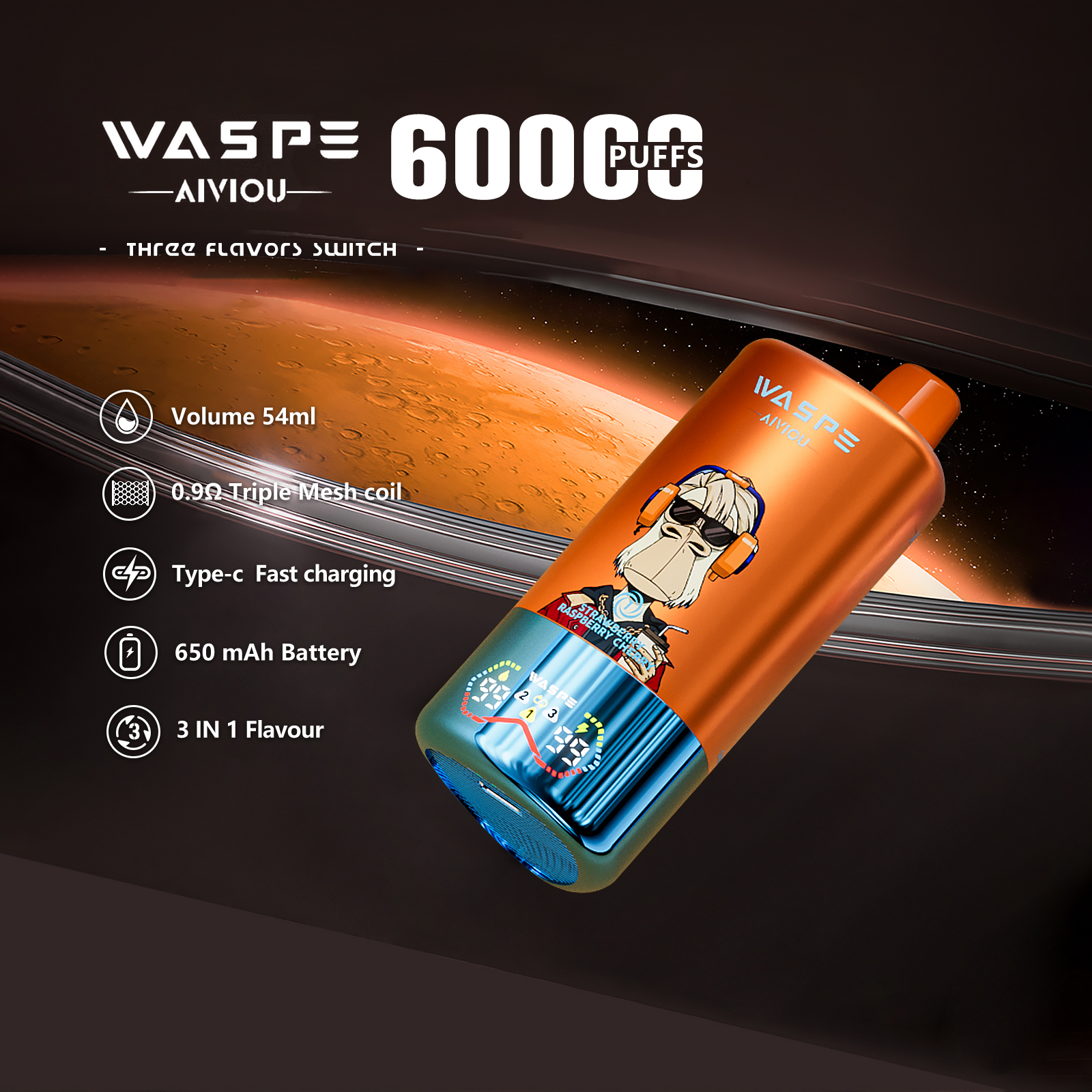 WASPE Bar 60000 60K Trekjes LED Display Wegwerp Vape - image 7