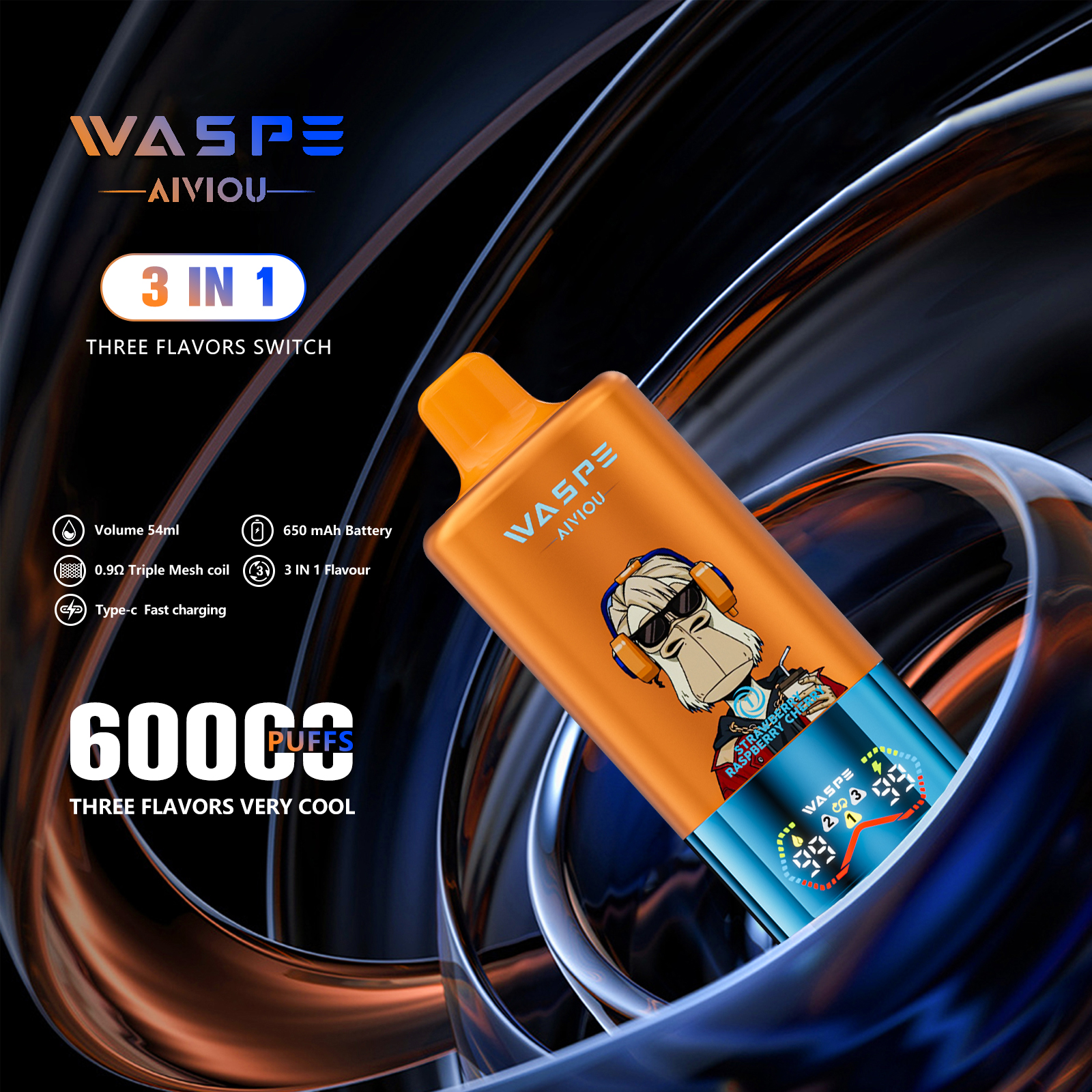 WASPE Bar 60000 60K Trekjes LED Display Wegwerp Vape - image 6