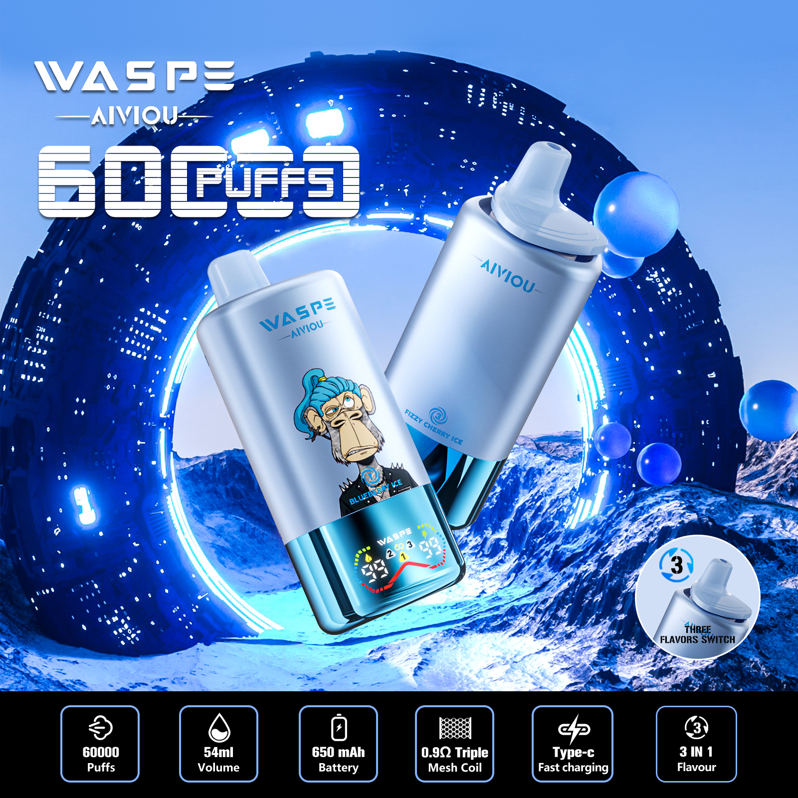 WASPE Bar 60000 60K Trekjes LED Display Wegwerp Vape - image 8