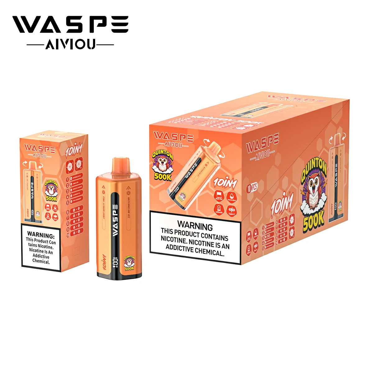 WASPE 10-in-1 Quinton 500000 500K Trekjes LED Scherm Wegwerp Vape - image 22