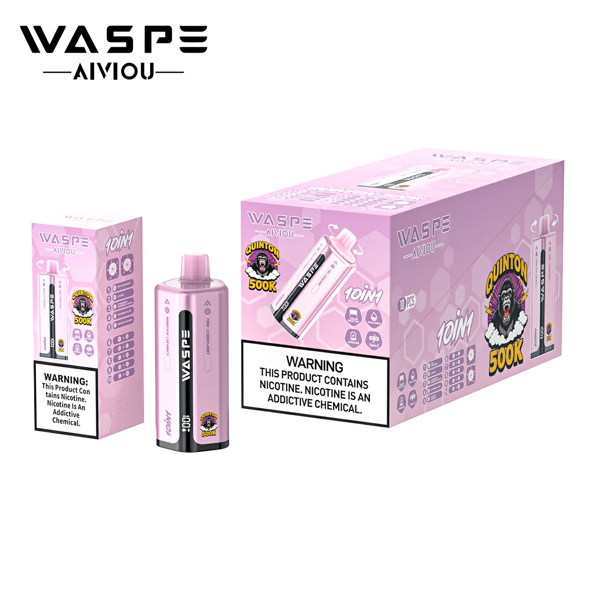 WASPE 10-in-1 Quinton 500000 500K Trekjes LED Scherm Wegwerp Vape - image 21