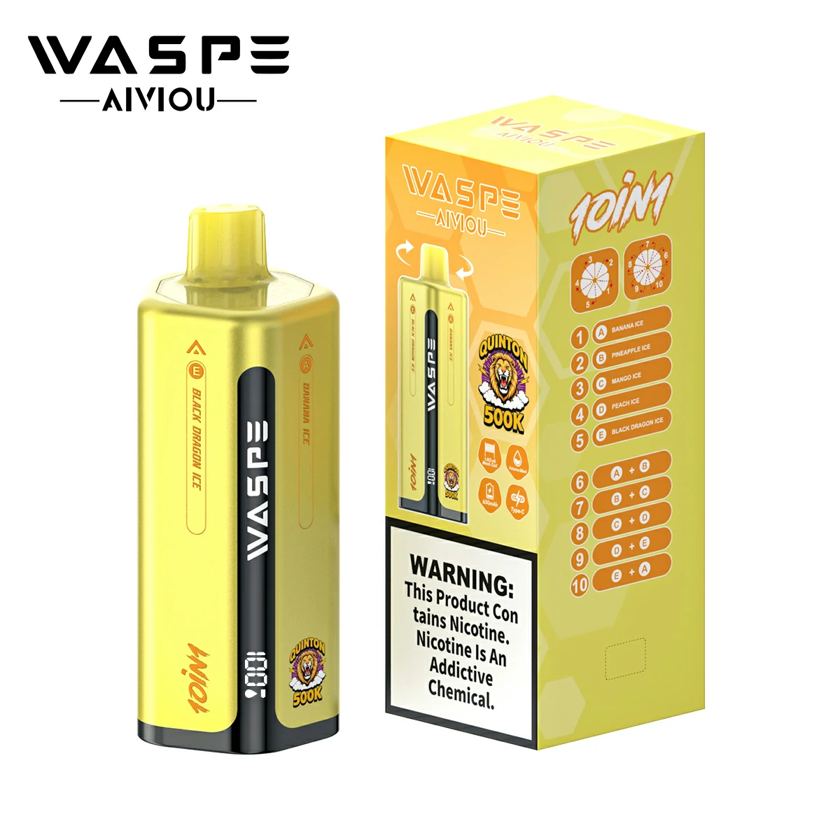 WASPE 10-in-1 Quinton 500000 500K Trekjes LED Scherm Wegwerp Vape - image 14