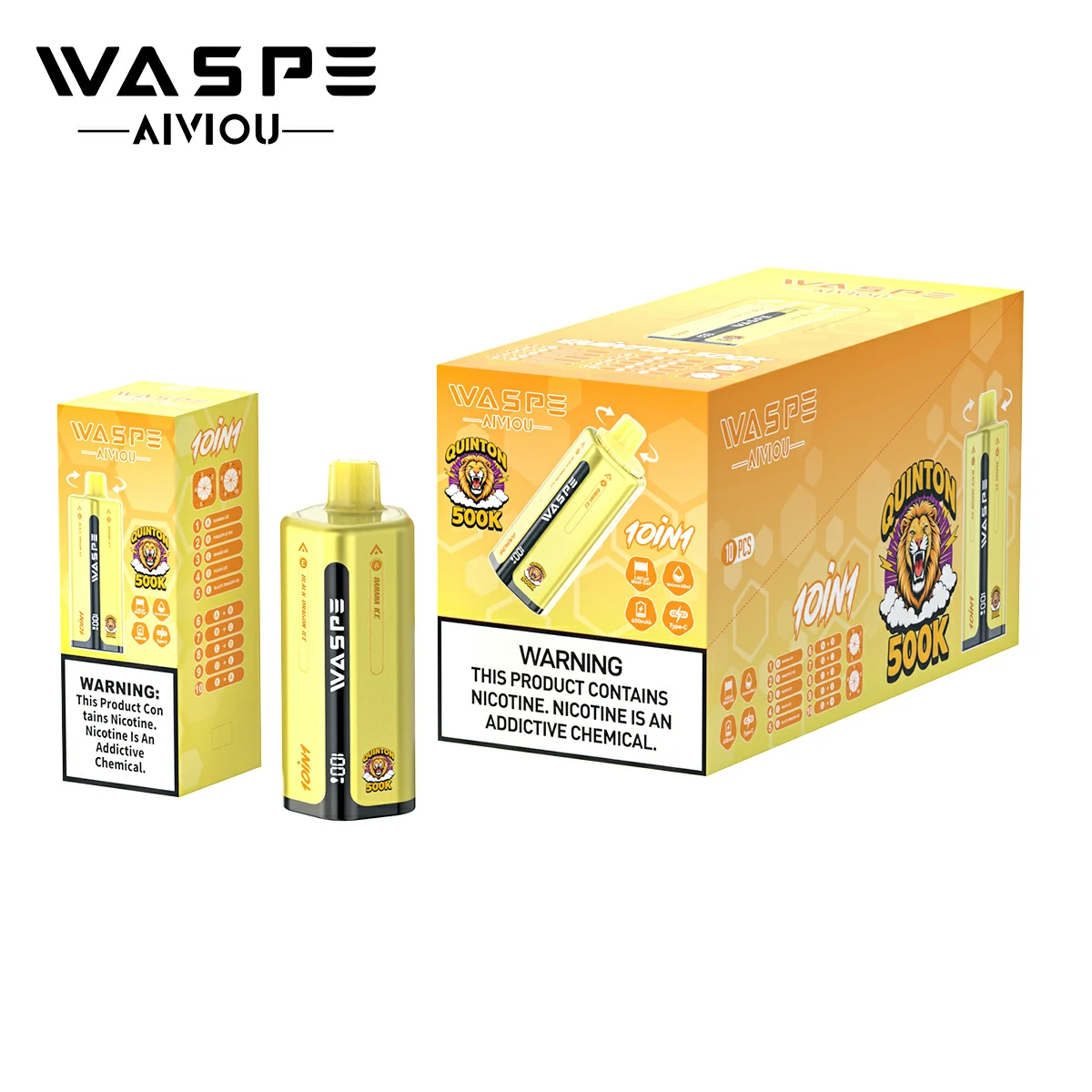 WASPE 10-in-1 Quinton 500000 500K Trekjes LED Scherm Wegwerp Vape - image 20