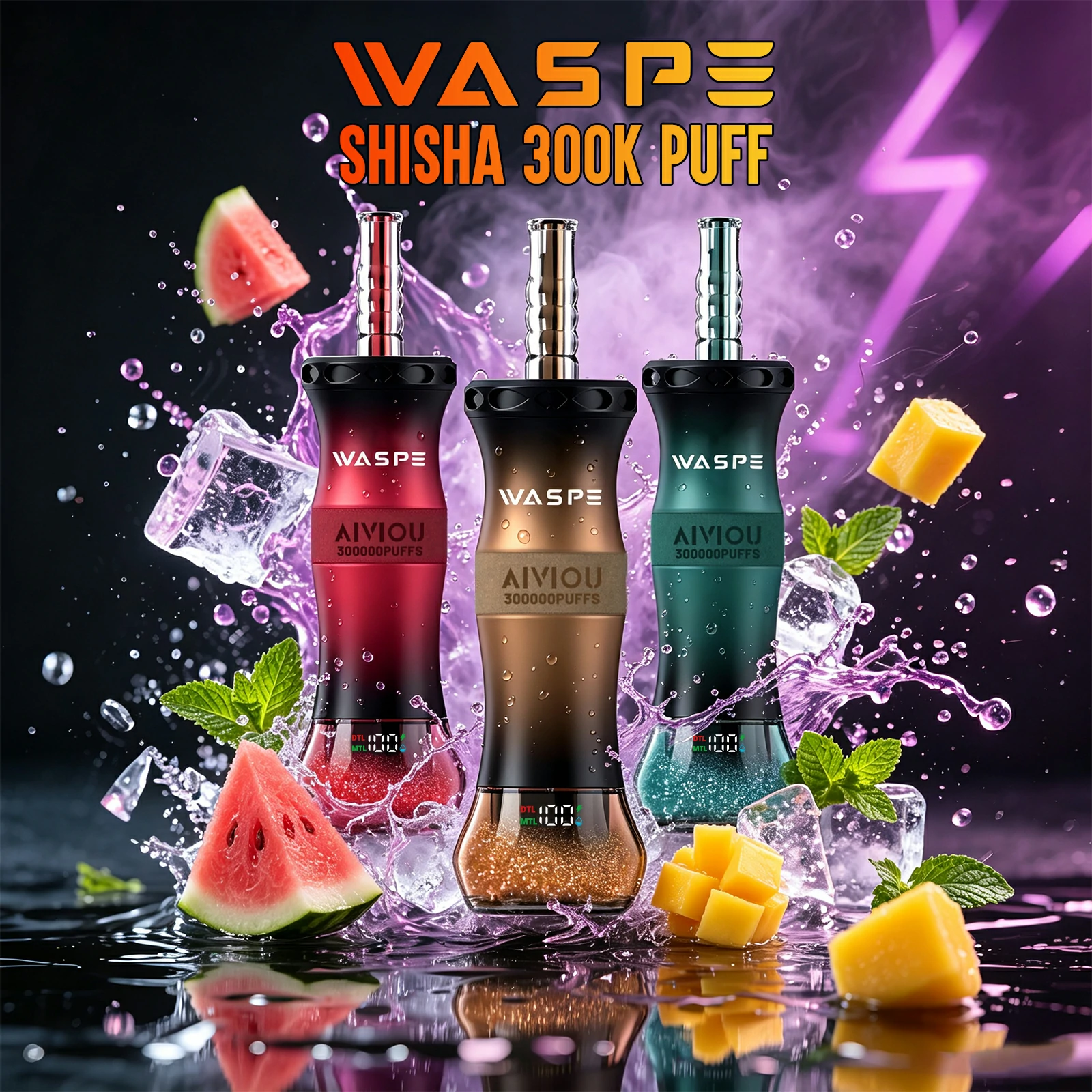 WASPE Shisha Hookah 300000 300K Trekjes Wegwerp Vape - image 2