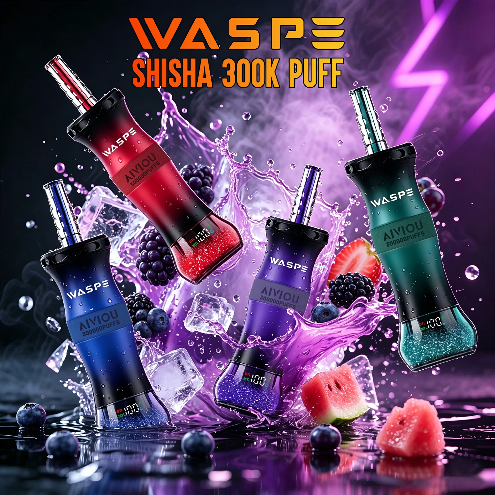 WASPE Shisha Hookah 300000 300K Trekjes Wegwerp Vape - image 3