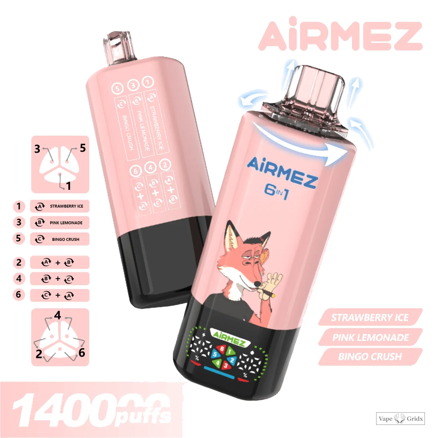 Airmez 140000 140K Trekjes 6-in-1 smaak System Wegwerp Vape - image 5