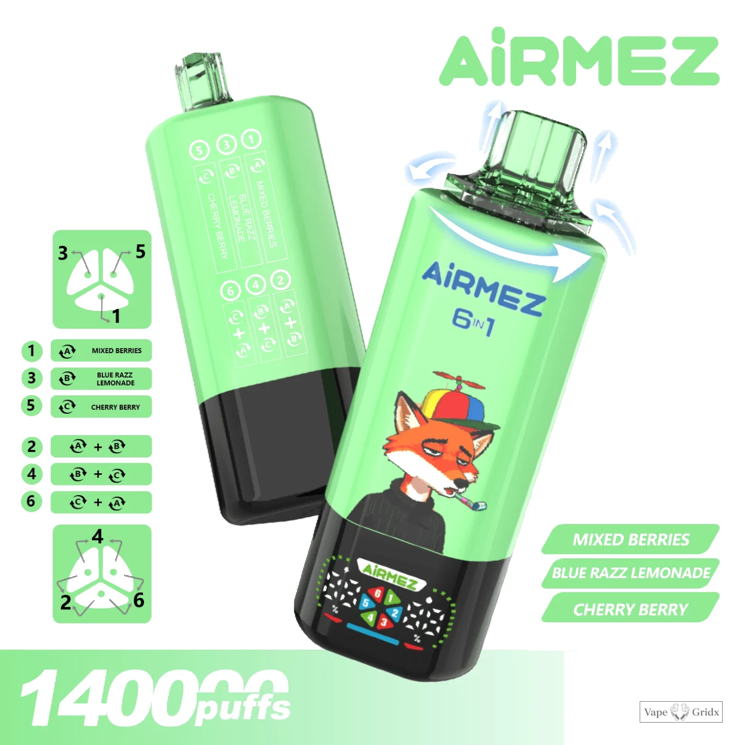Airmez 140000 140K Trekjes 6-in-1 smaak System Wegwerp Vape - image 6