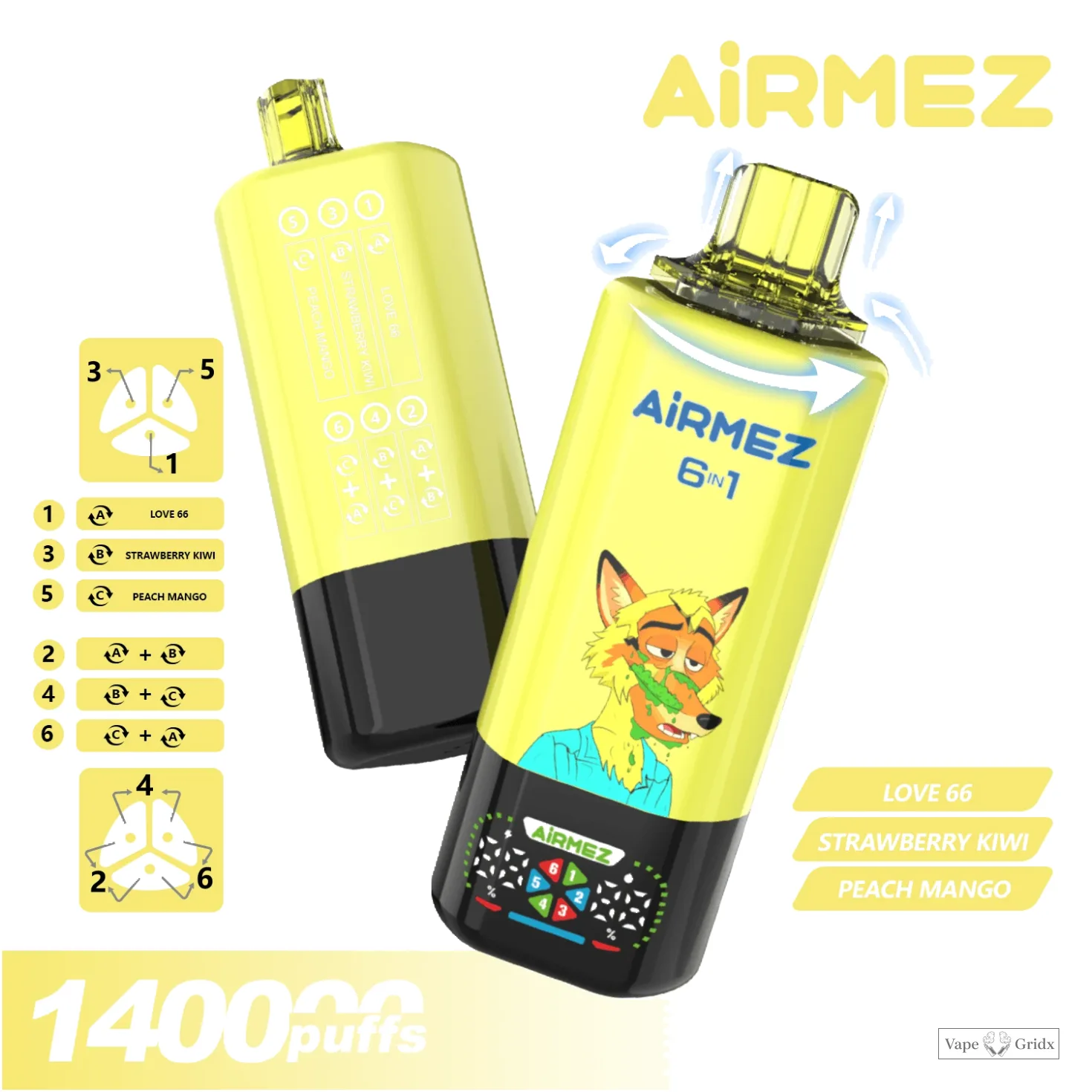 Airmez 140000 140K Trekjes 6-in-1 smaak System Wegwerp Vape - image 7