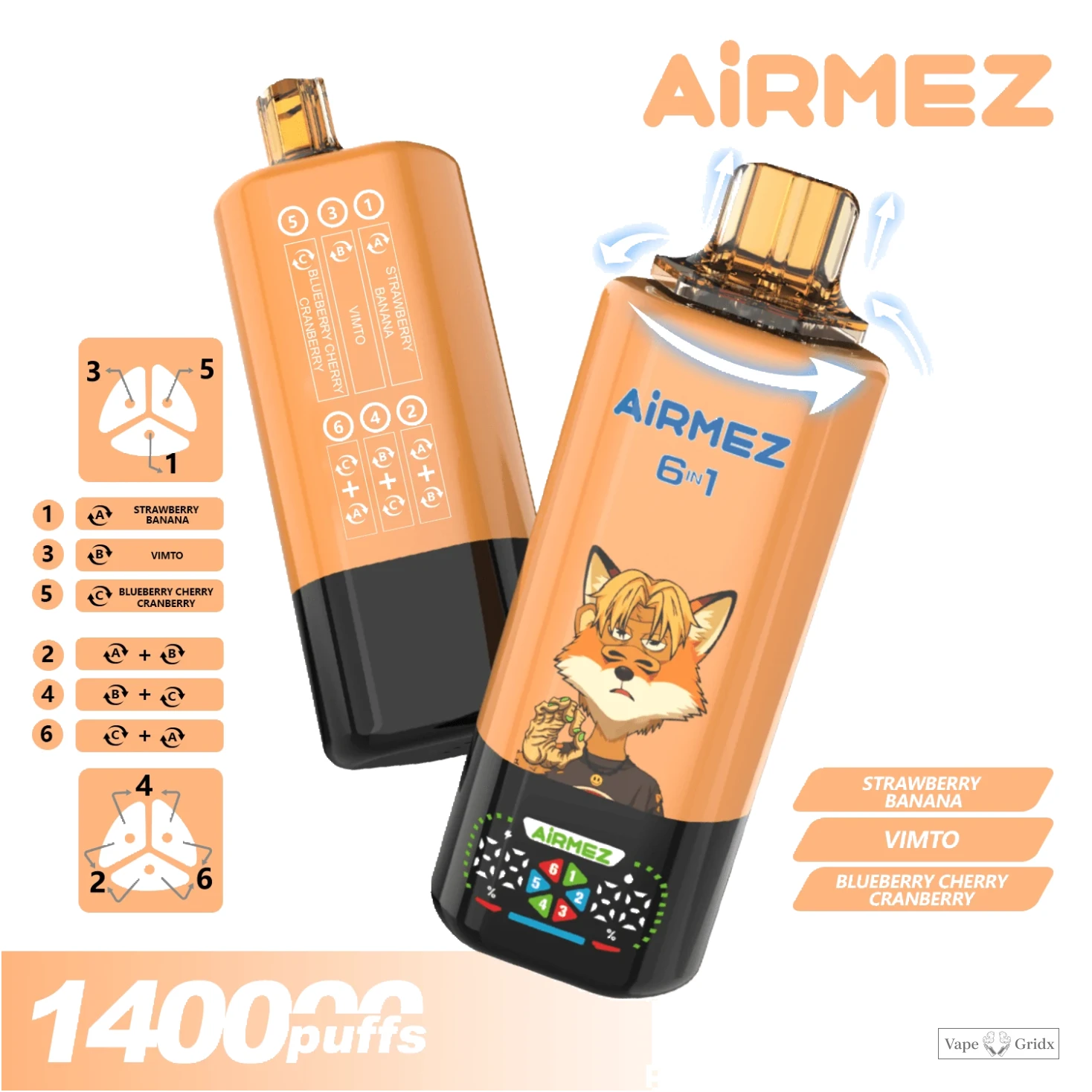 Airmez 140000 140K Trekjes 6-in-1 smaak System Wegwerp Vape - image 8