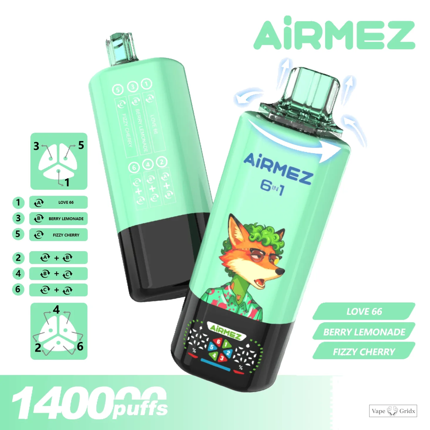 Airmez 140000 140K Trekjes 6-in-1 smaak System Wegwerp Vape - image 10