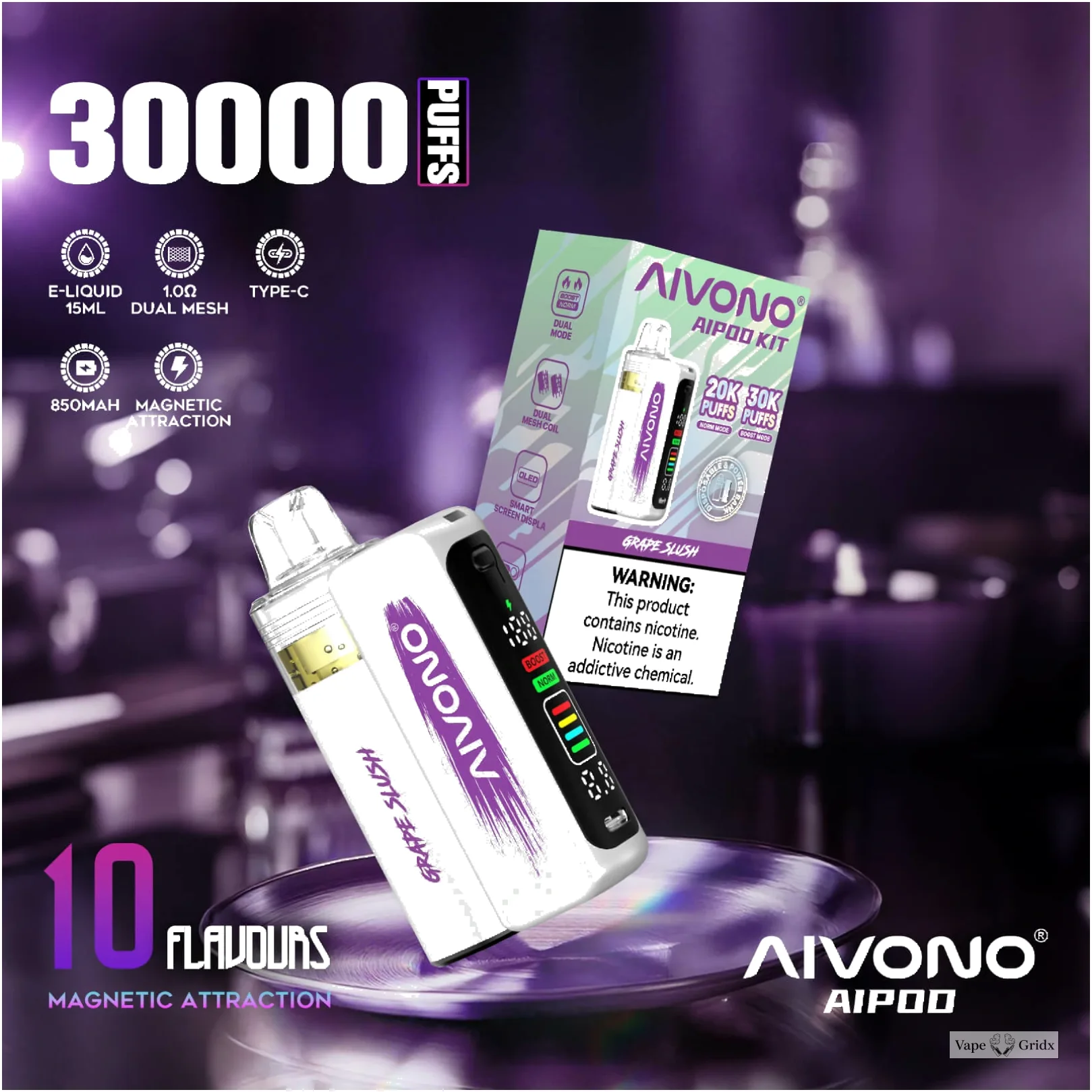 AIVONO AIM AIPOD KIT 30000 30K Trekjes Smart Screen Wegwerp Vape - image 6