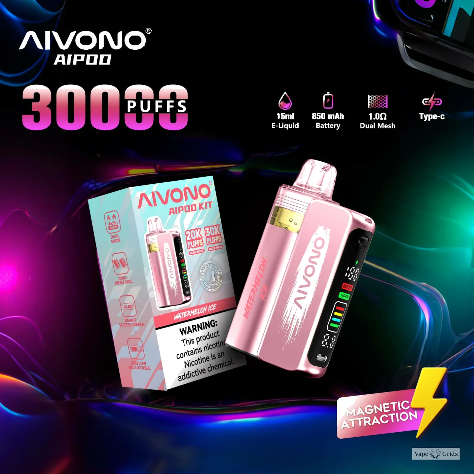 AIVONO AIM AIPOD KIT 30000 30K Trekjes Smart Screen Wegwerp Vape - image 9