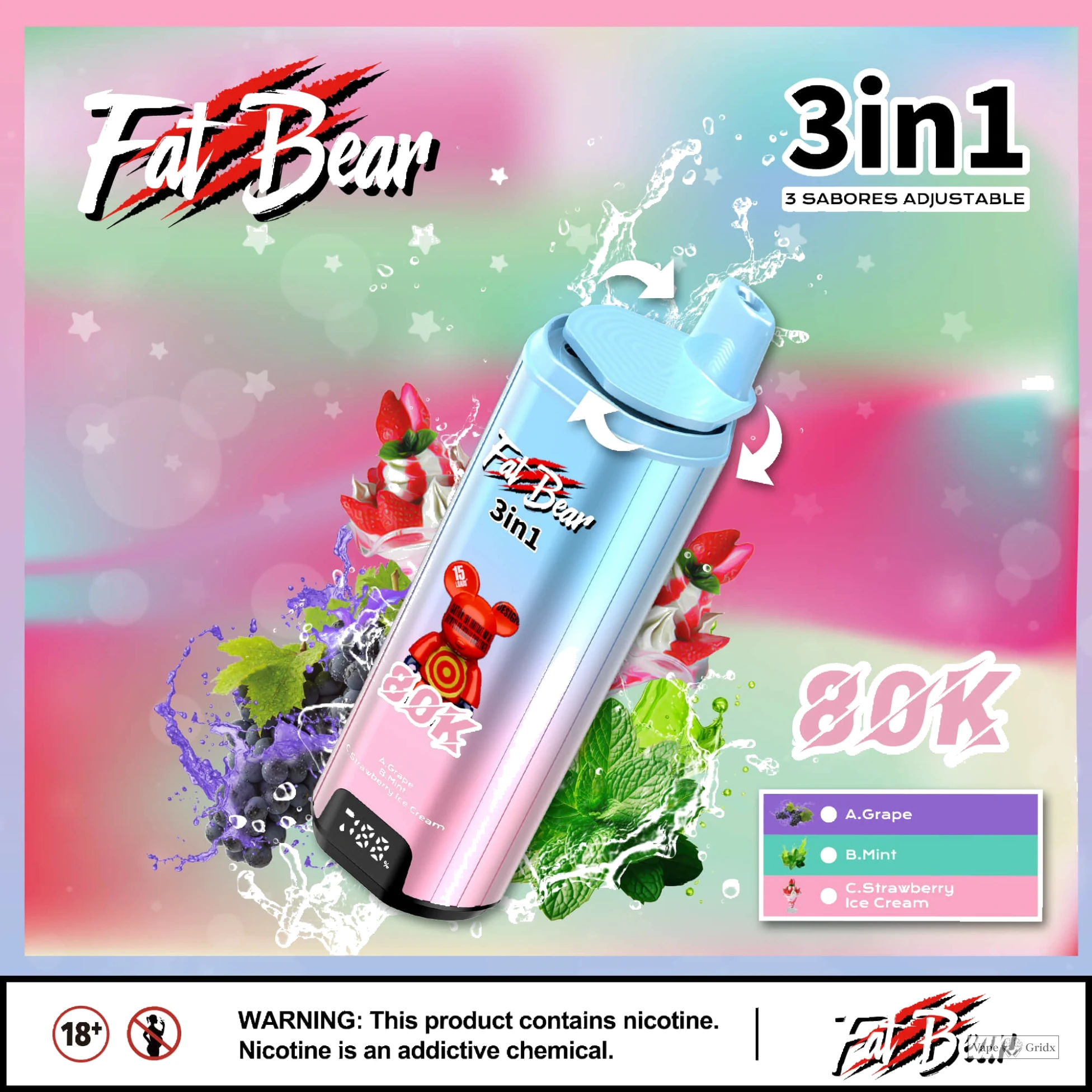 AIVONO AIM FAT BEAR 80000 80K Dual Mesh Wegwerp vape - image 4