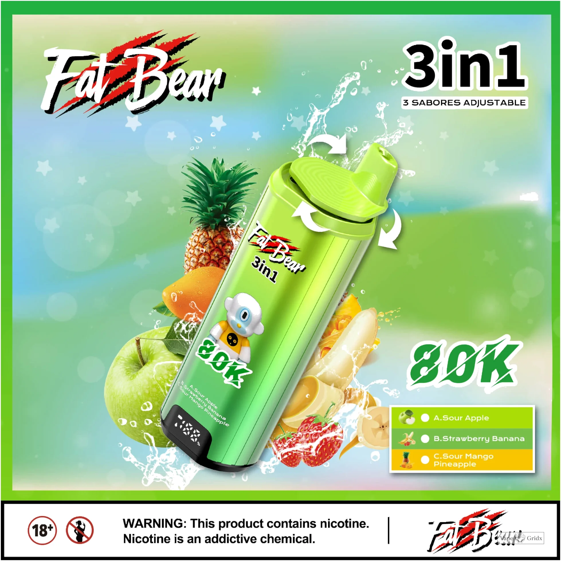 AIVONO AIM FAT BEAR 80000 80K Dual Mesh Wegwerp vape - image 5