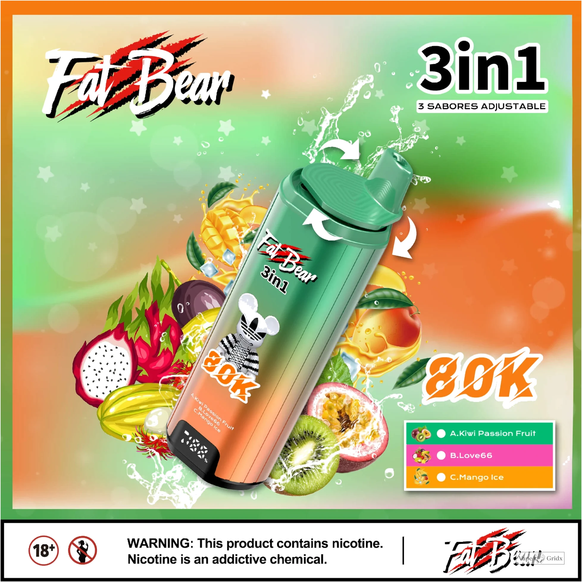 AIVONO AIM FAT BEAR 80000 80K Dual Mesh Wegwerp vape - image 10