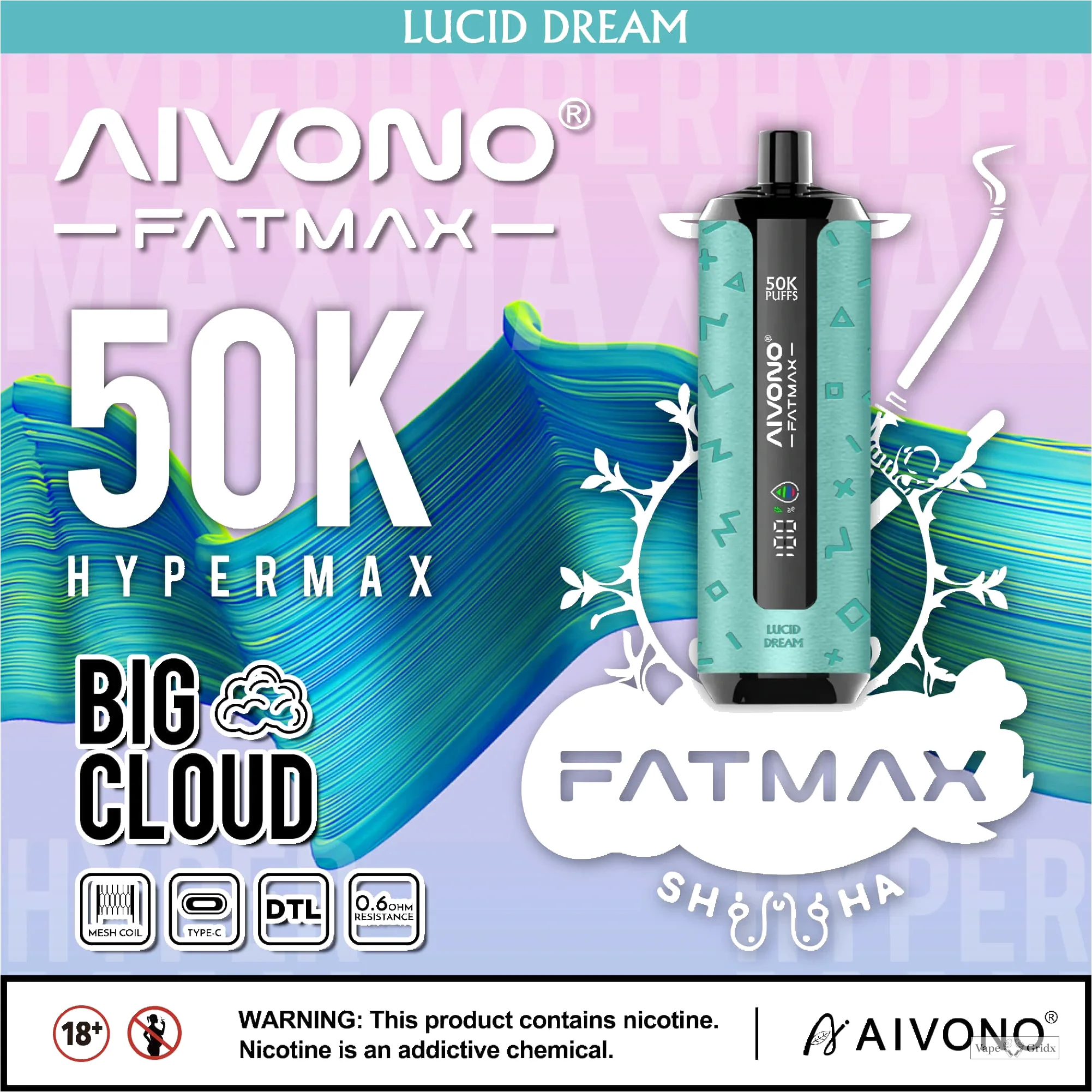 Aivono AIM FATMAX 50000 50K Trekjes Smart LCD Wegwerp vape - image 2
