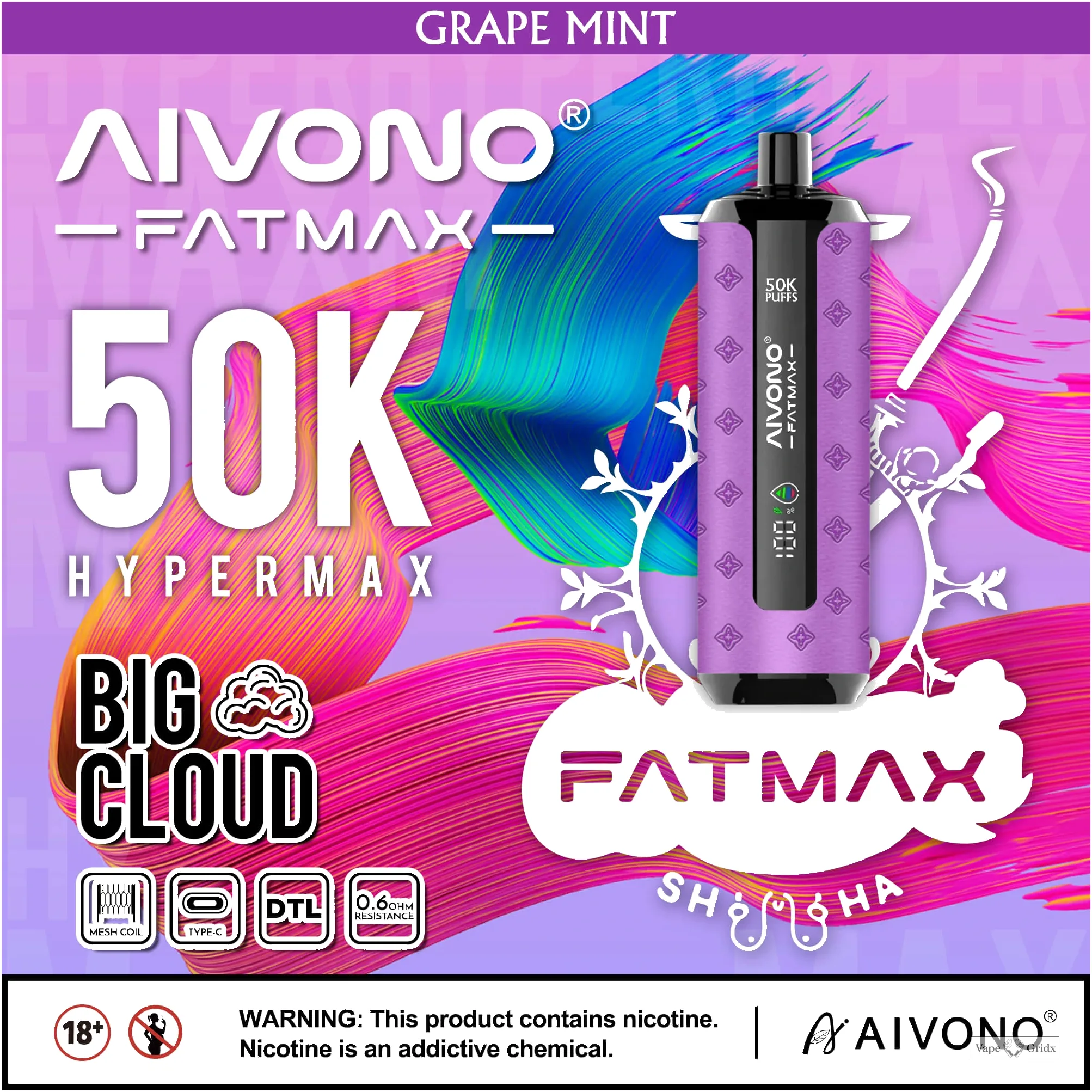 Aivono AIM FATMAX 50000 50K Trekjes Smart LCD Wegwerp vape - image 8