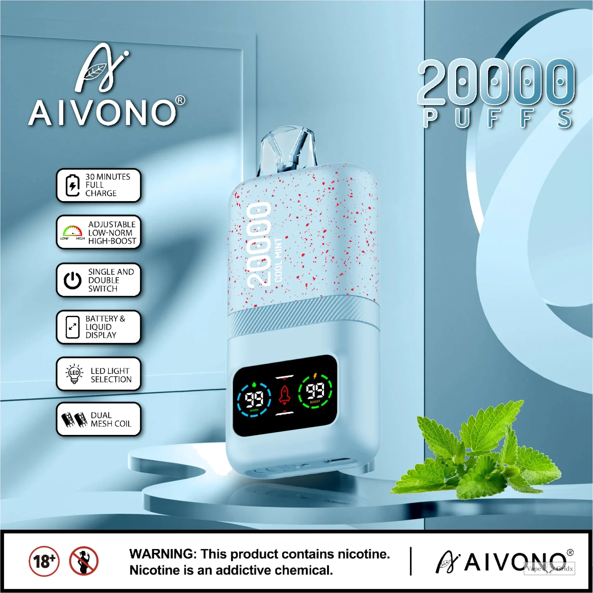AIVONO AIM MAGIC 20000 20K Trekjes Digital Screen Wegwerp vape - image 12