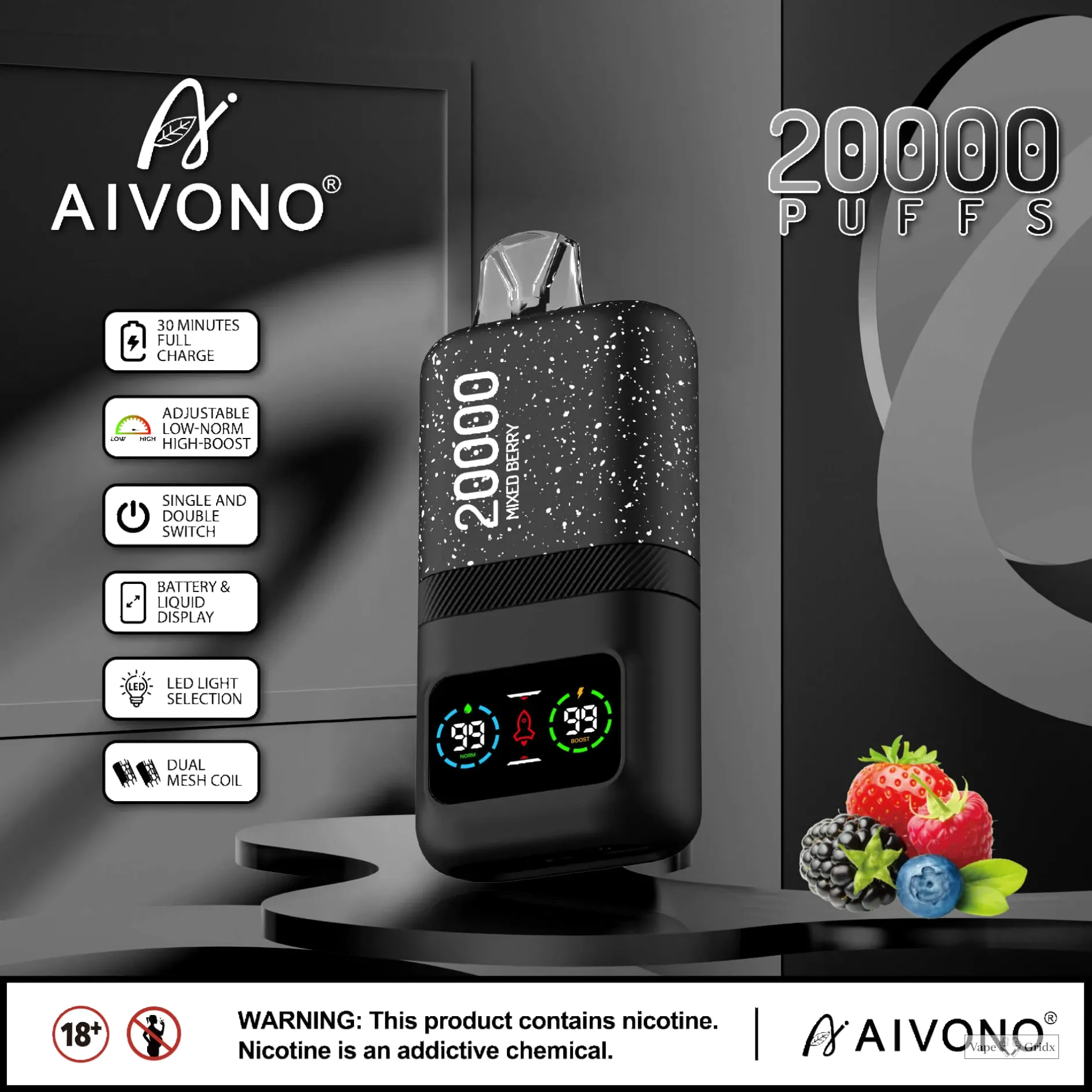 AIVONO AIM MAGIC 20000 20K Trekjes Digital Screen Wegwerp vape - image 13