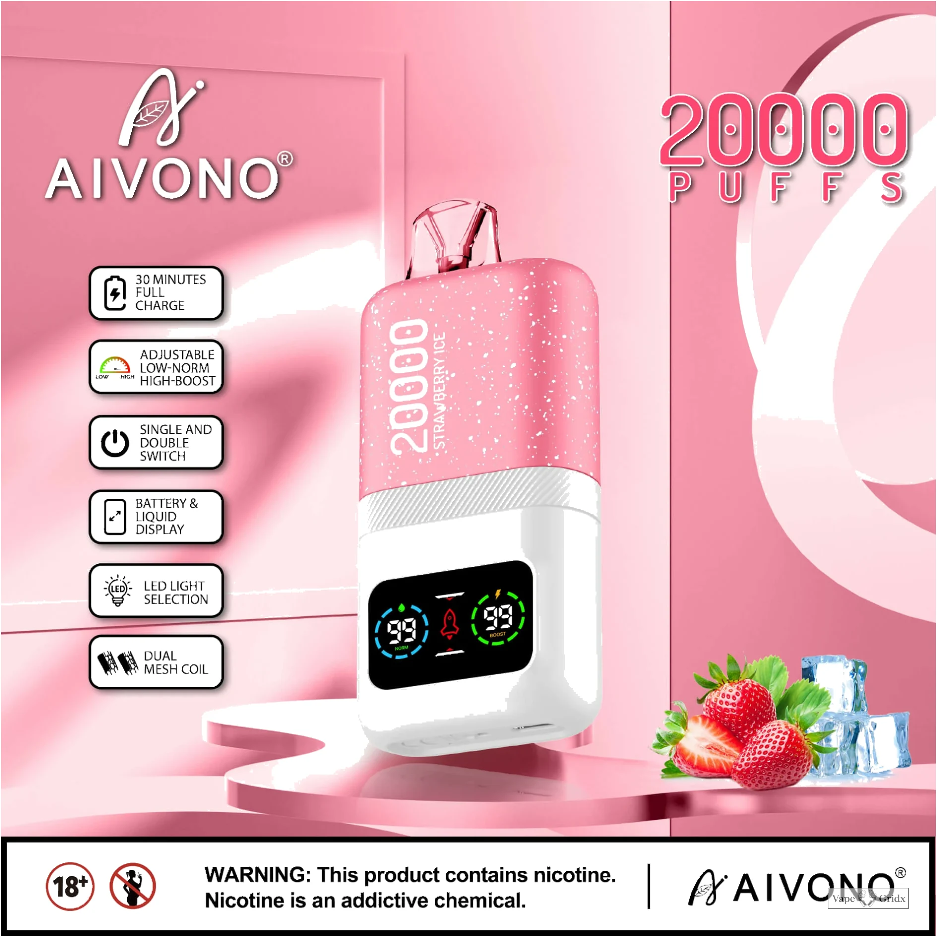 AIVONO AIM MAGIC 20000 20K Trekjes Digital Screen Wegwerp vape - image 3