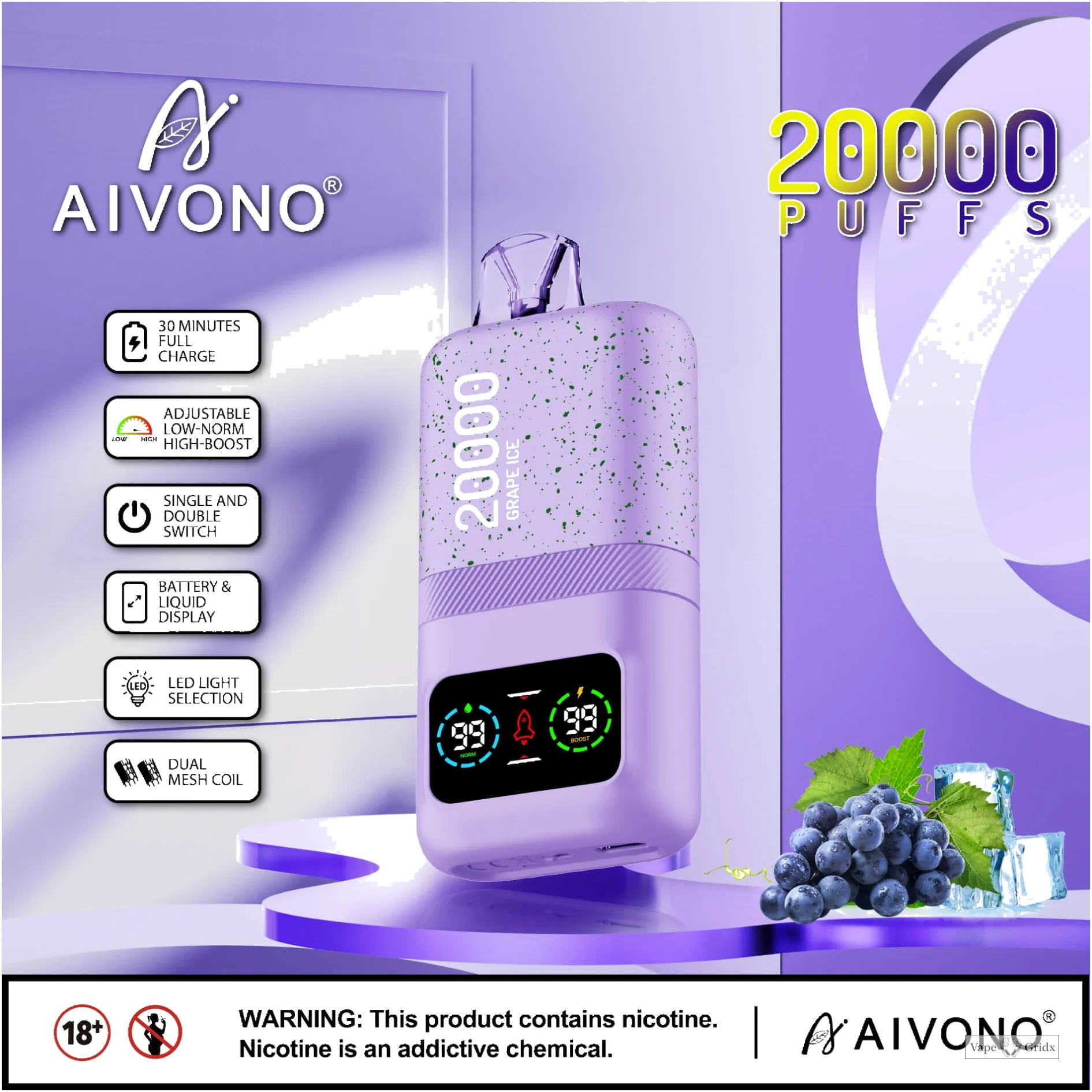 AIVONO AIM MAGIC 20000 20K Trekjes Digital Screen Wegwerp vape - image 6
