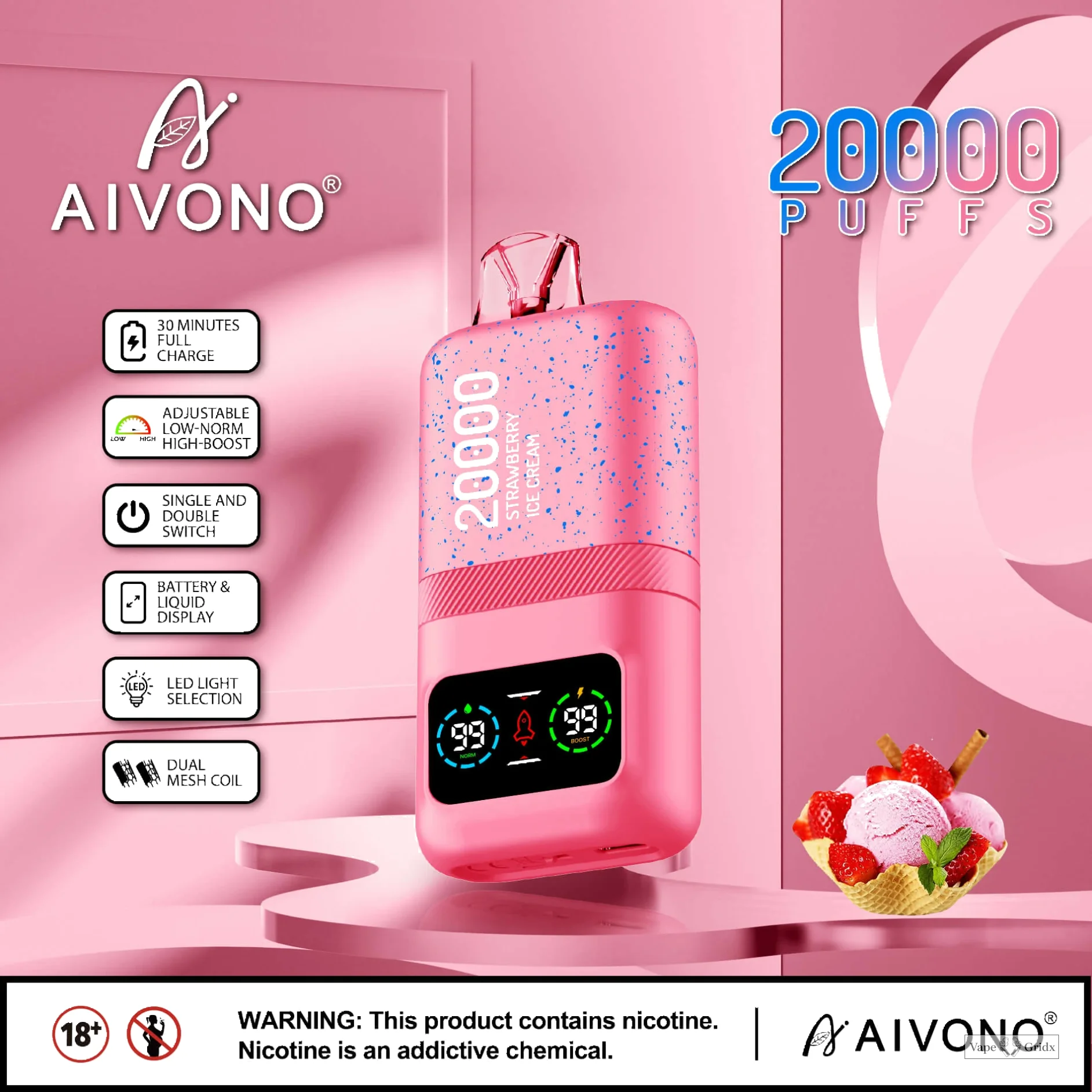 AIVONO AIM MAGIC 20000 20K Trekjes Digital Screen Wegwerp vape - image 9