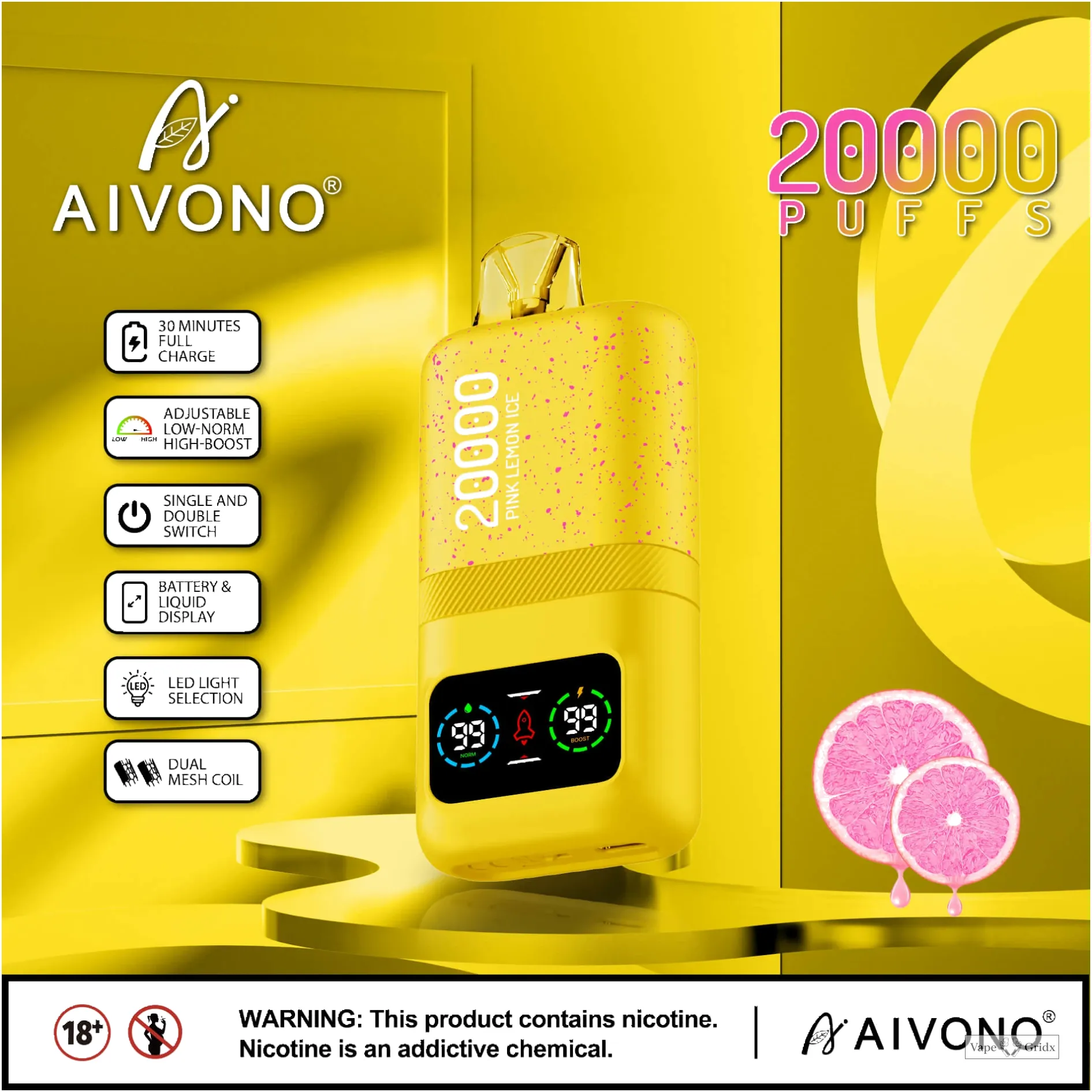 AIVONO AIM MAGIC 20000 20K Trekjes Digital Screen Wegwerp vape - image 10