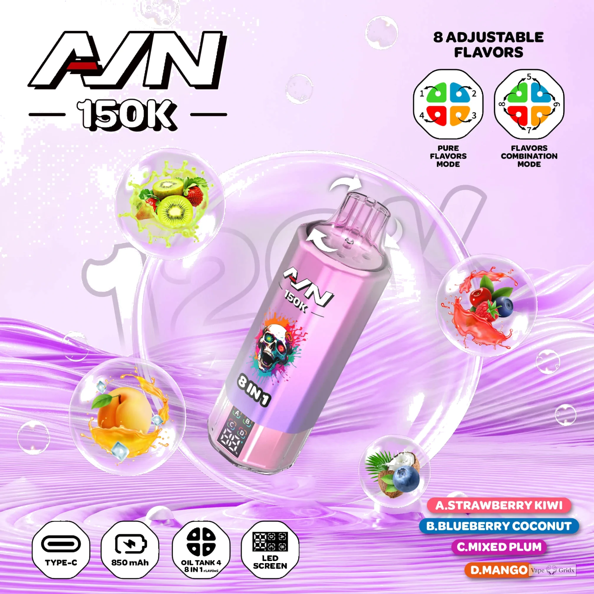 AIVONO AIM AVN 150000 150K Trekjes LED Scherm Wegwerp Vape - image 2