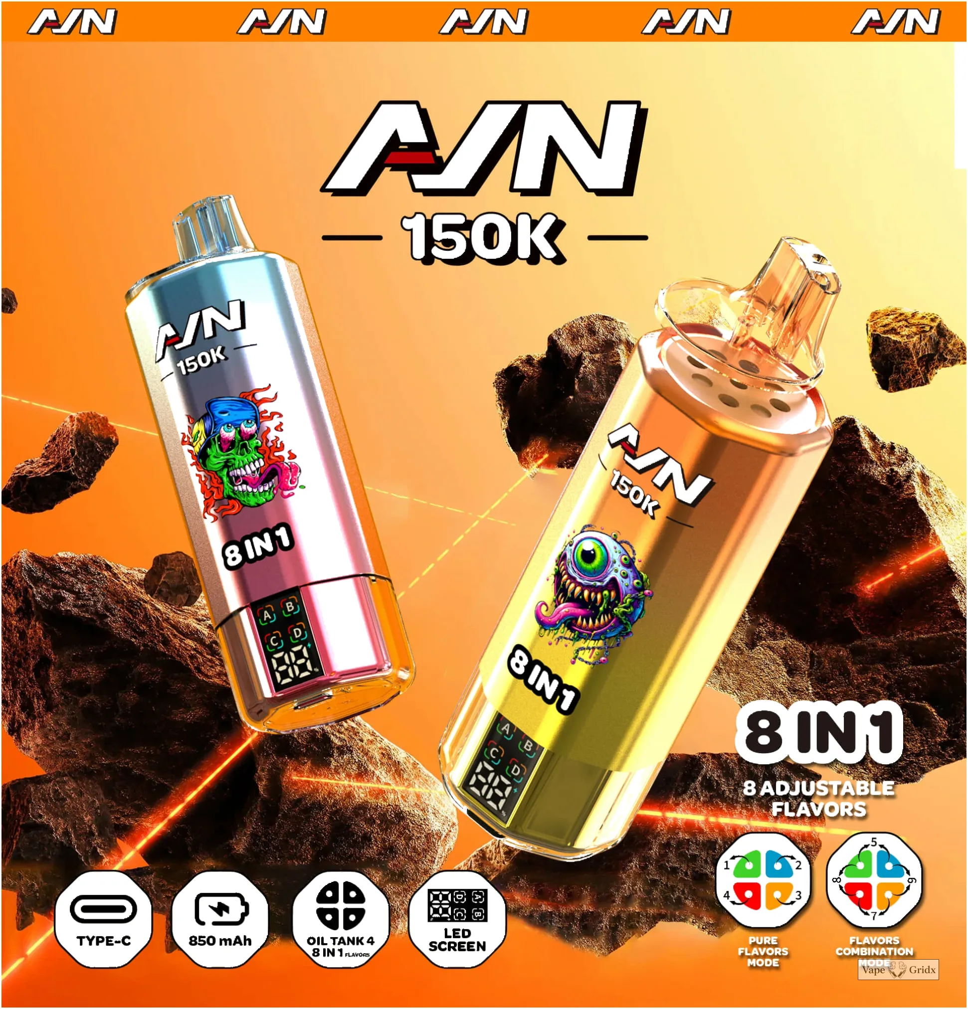 AIVONO AIM AVN 150000 150K Trekjes LED Scherm Wegwerp Vape - image 3