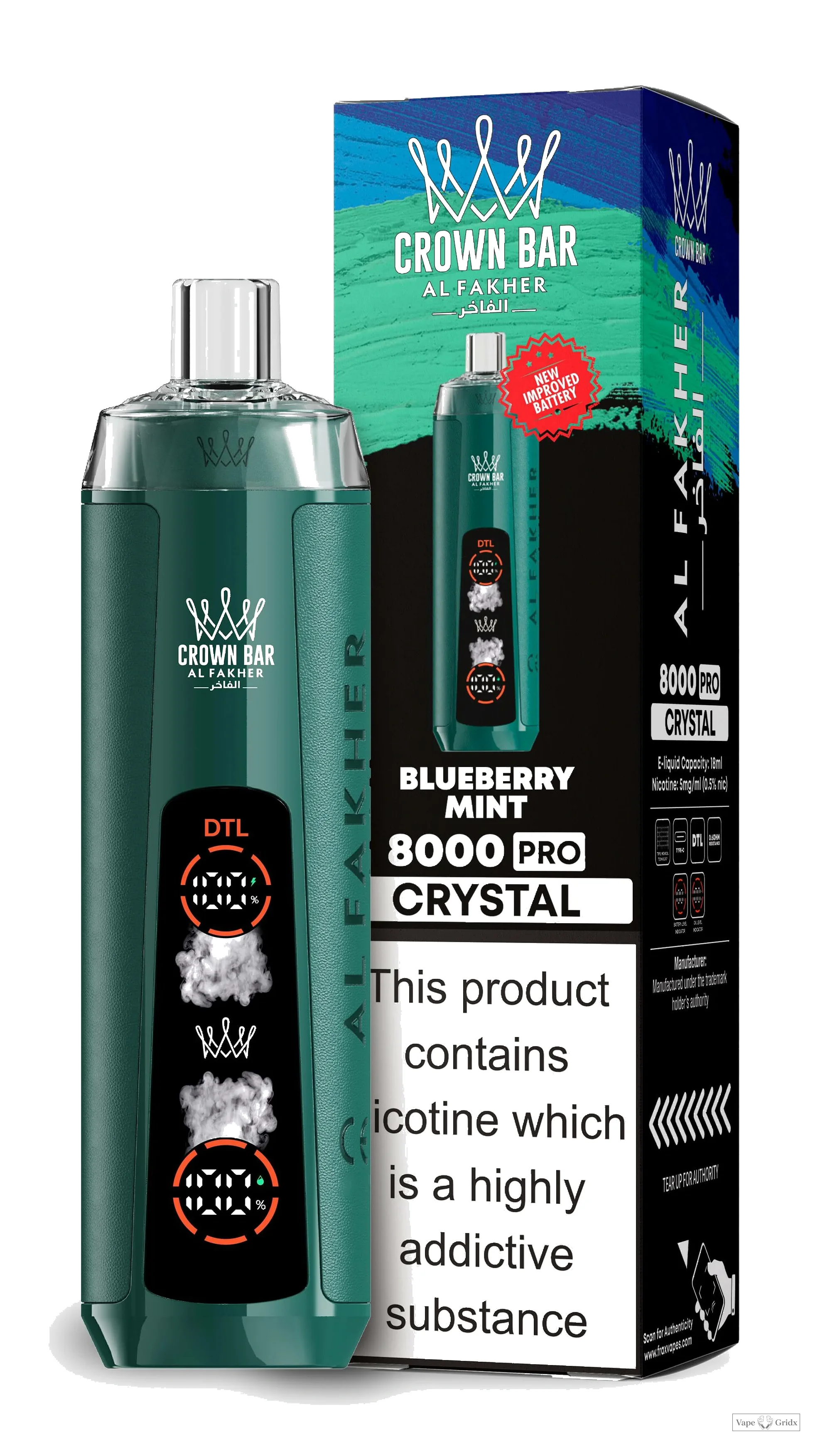 Al Fakher Crystal Crown Bar 8000 8K Trekjes Wegwerp Vape