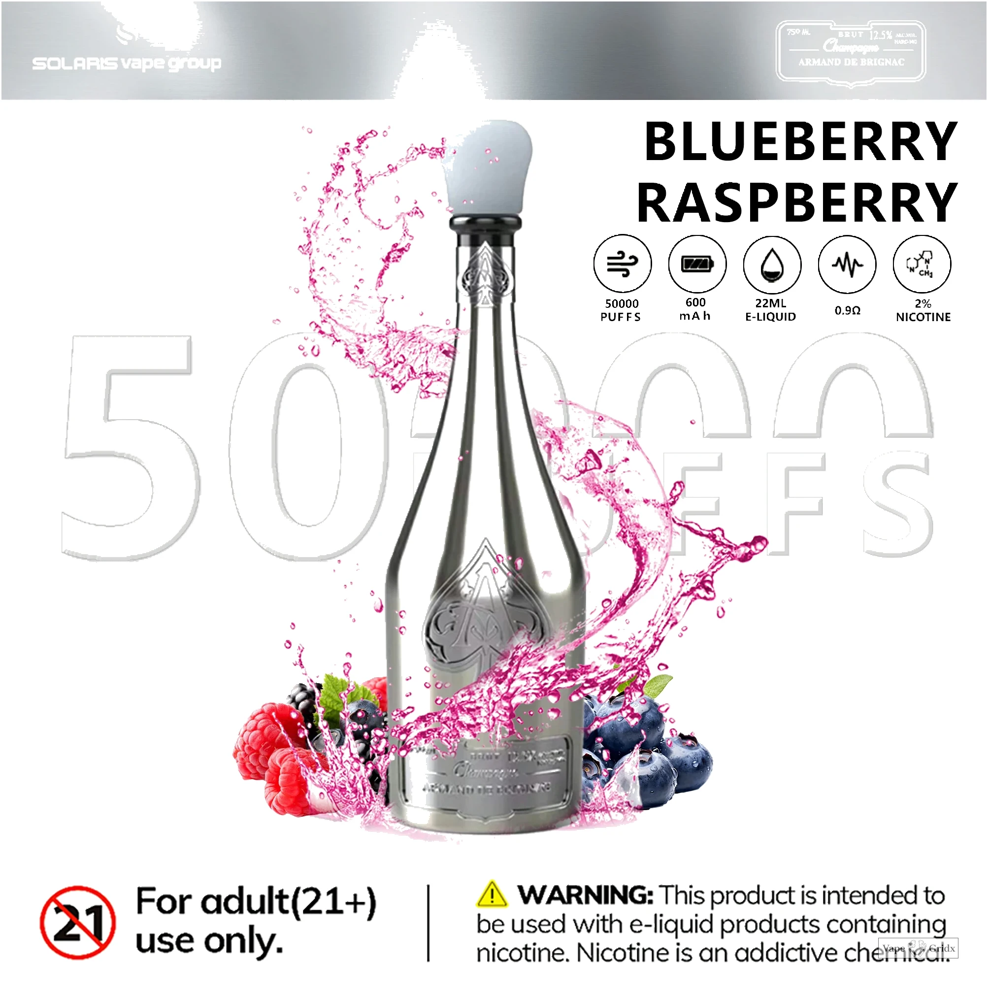 Humo Solaris Champagne 50000 50K Trekjes Wegwerp Vape - image 2