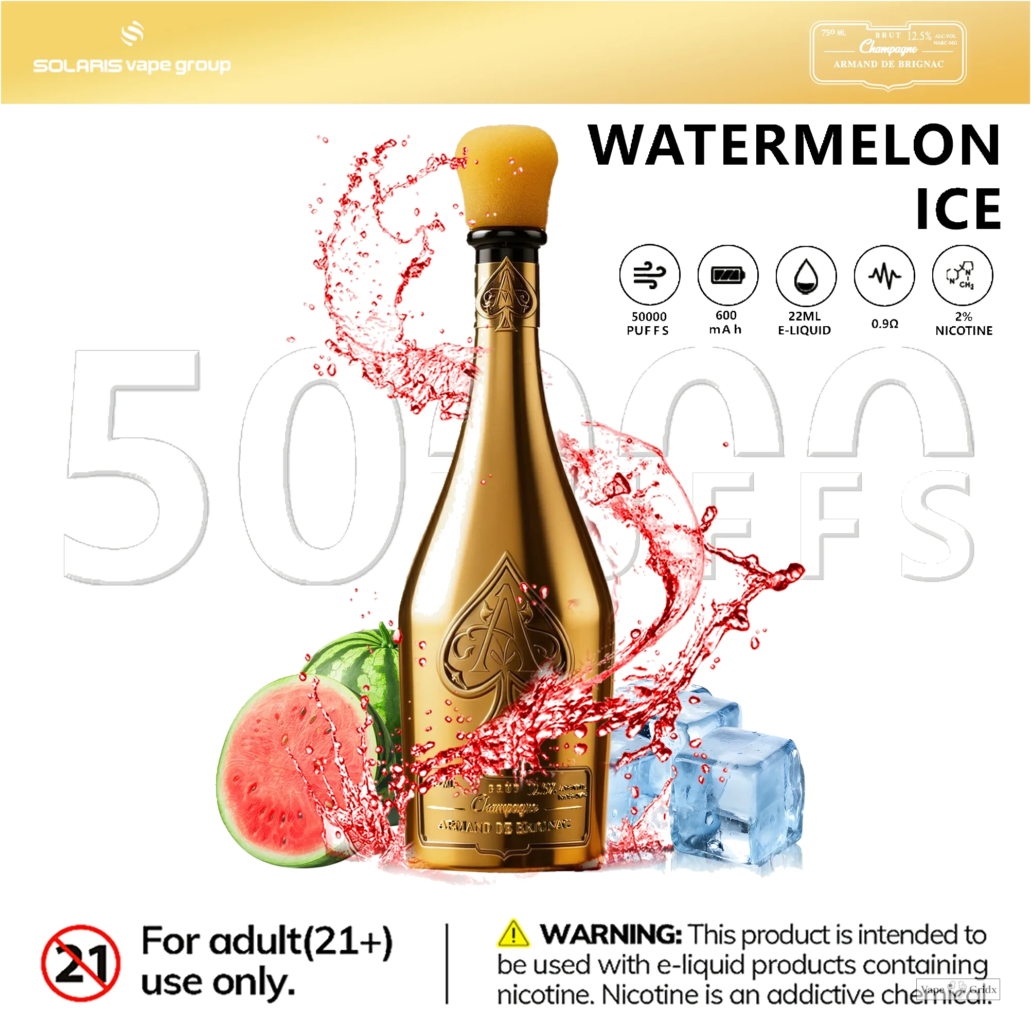Humo Solaris Champagne 50000 50K Trekjes Wegwerp Vape - image 3