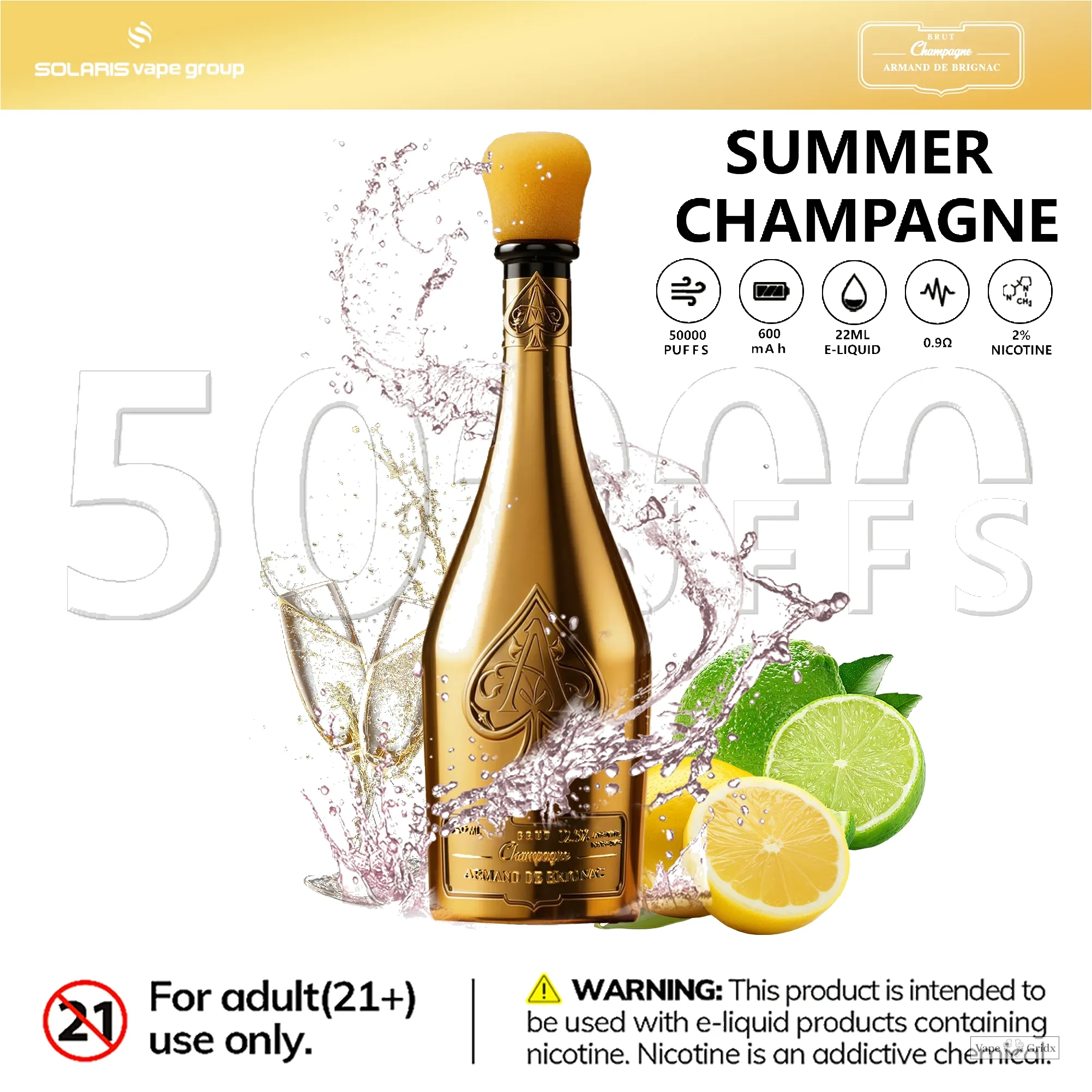 Humo Solaris Champagne 50000 50K Trekjes Wegwerp Vape - image 4