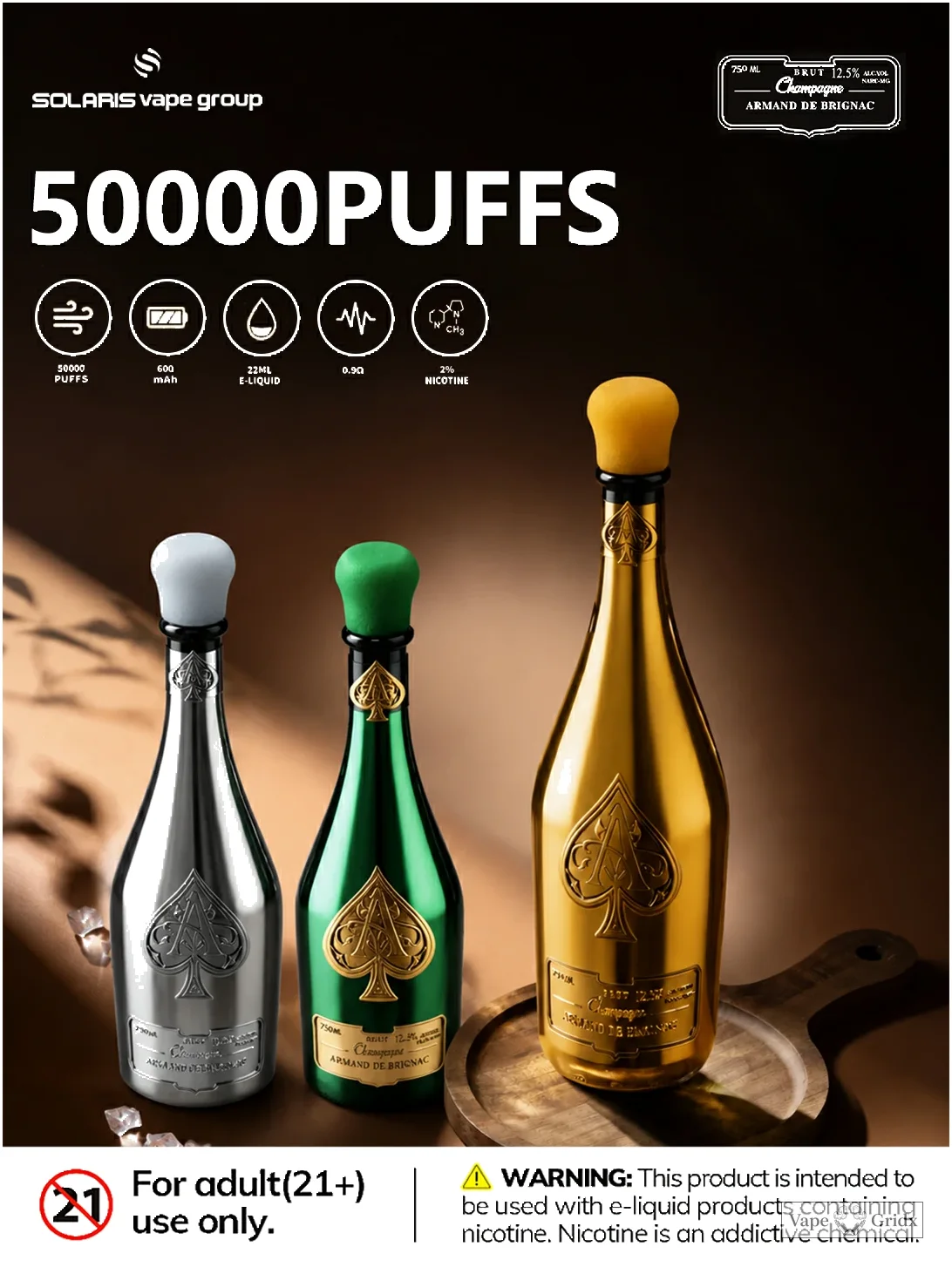 Humo Solaris Champagne 50000 50K Trekjes Wegwerp Vape - image 6