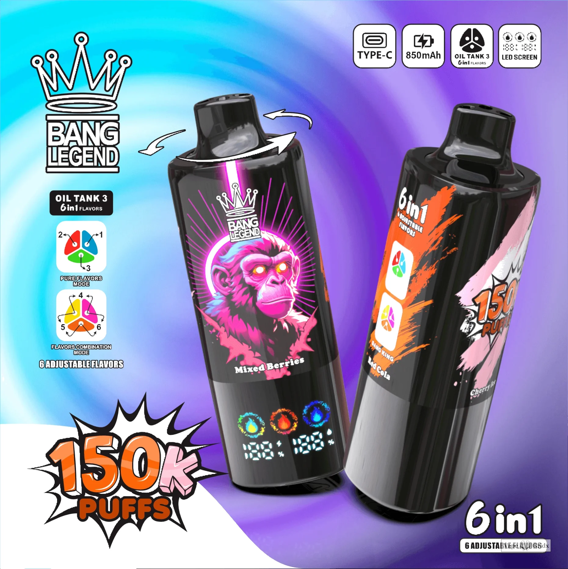 Bang Legend 150000 150K Trekjes Mesh Coil Wegwerp vape - image 9