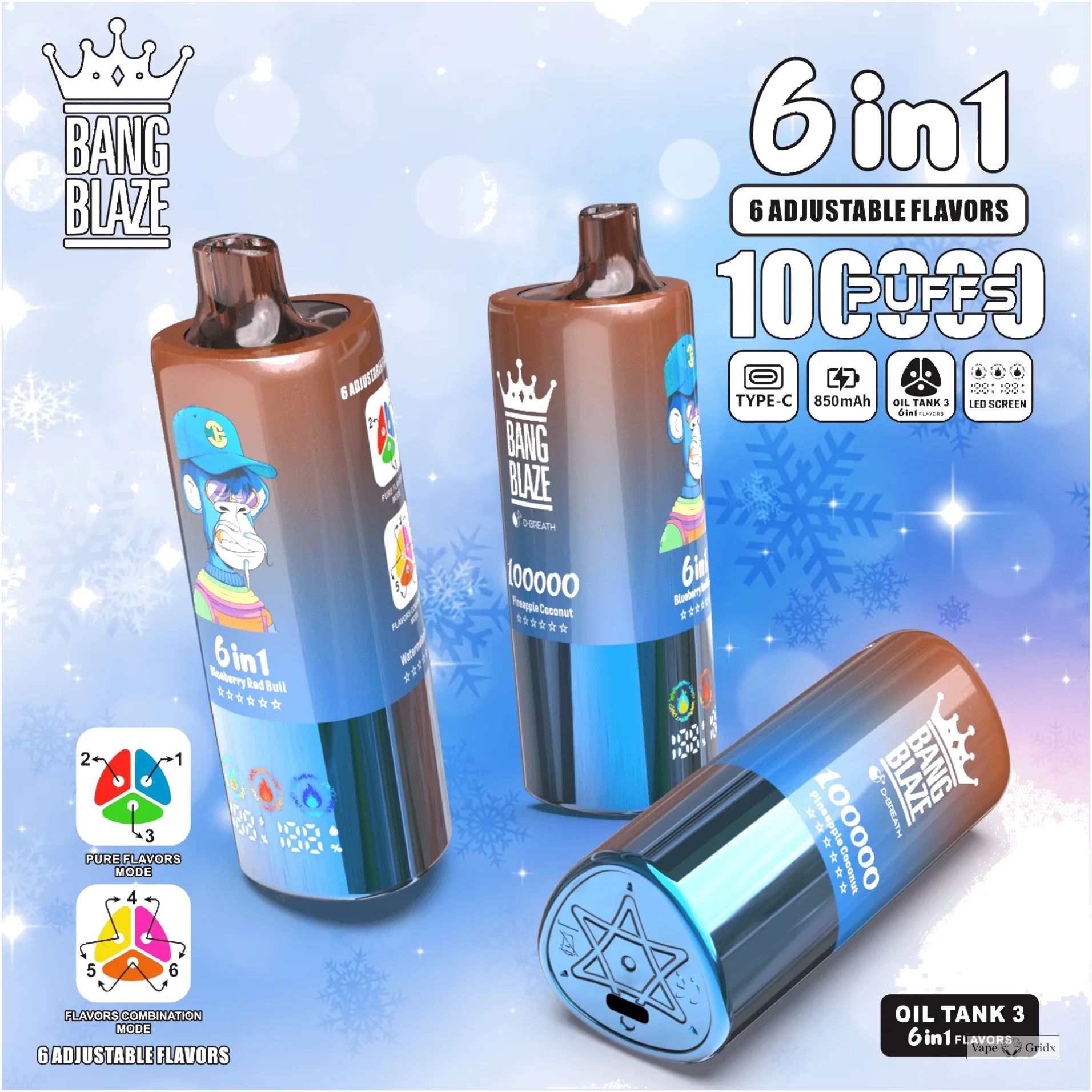 Bang Blaze 100000 100K Trekjes 6-in-1 Wegwerp vape