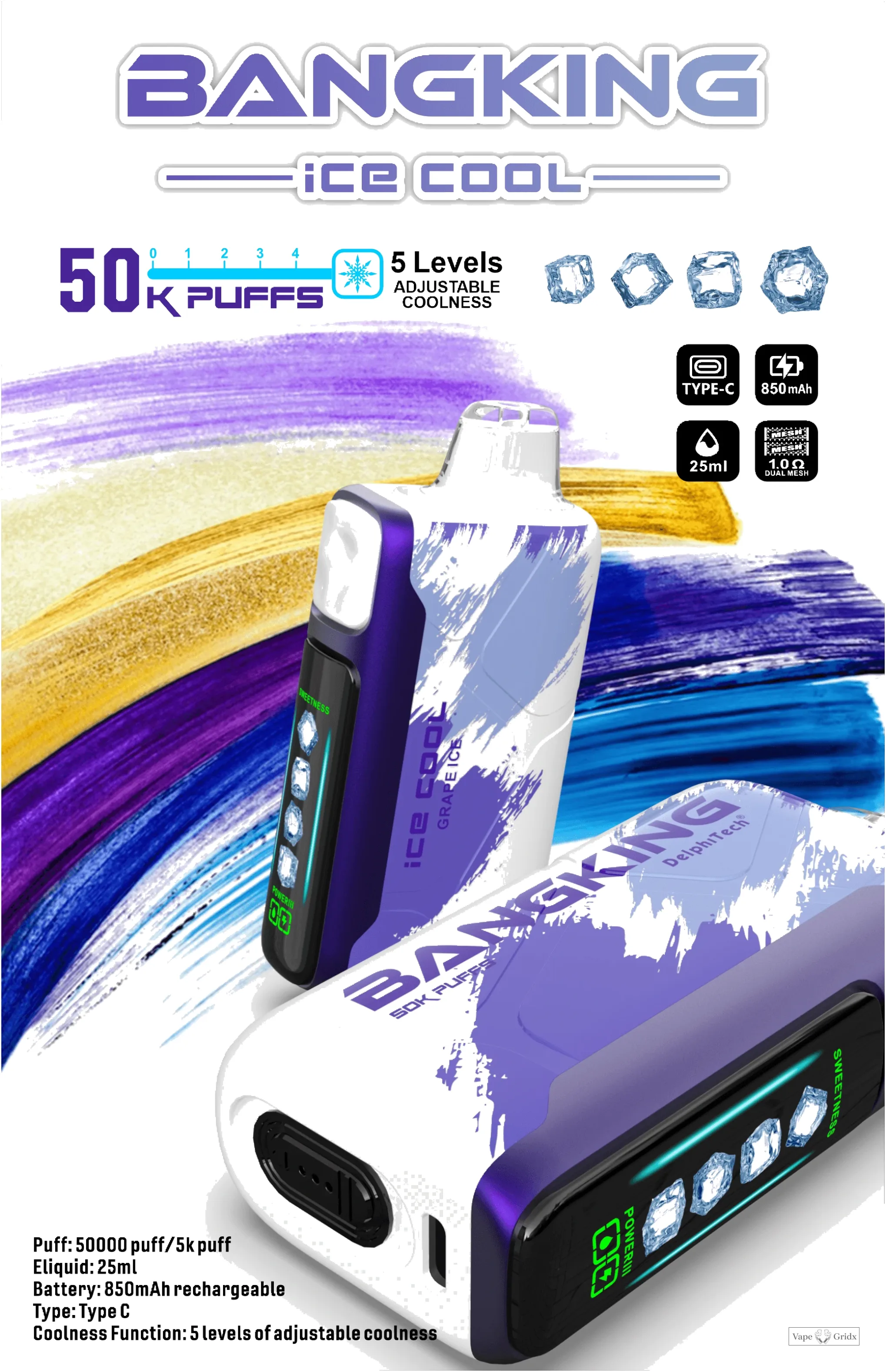 Bang King Ice Cool 60000 60K Trekjes met display wegwerp vape