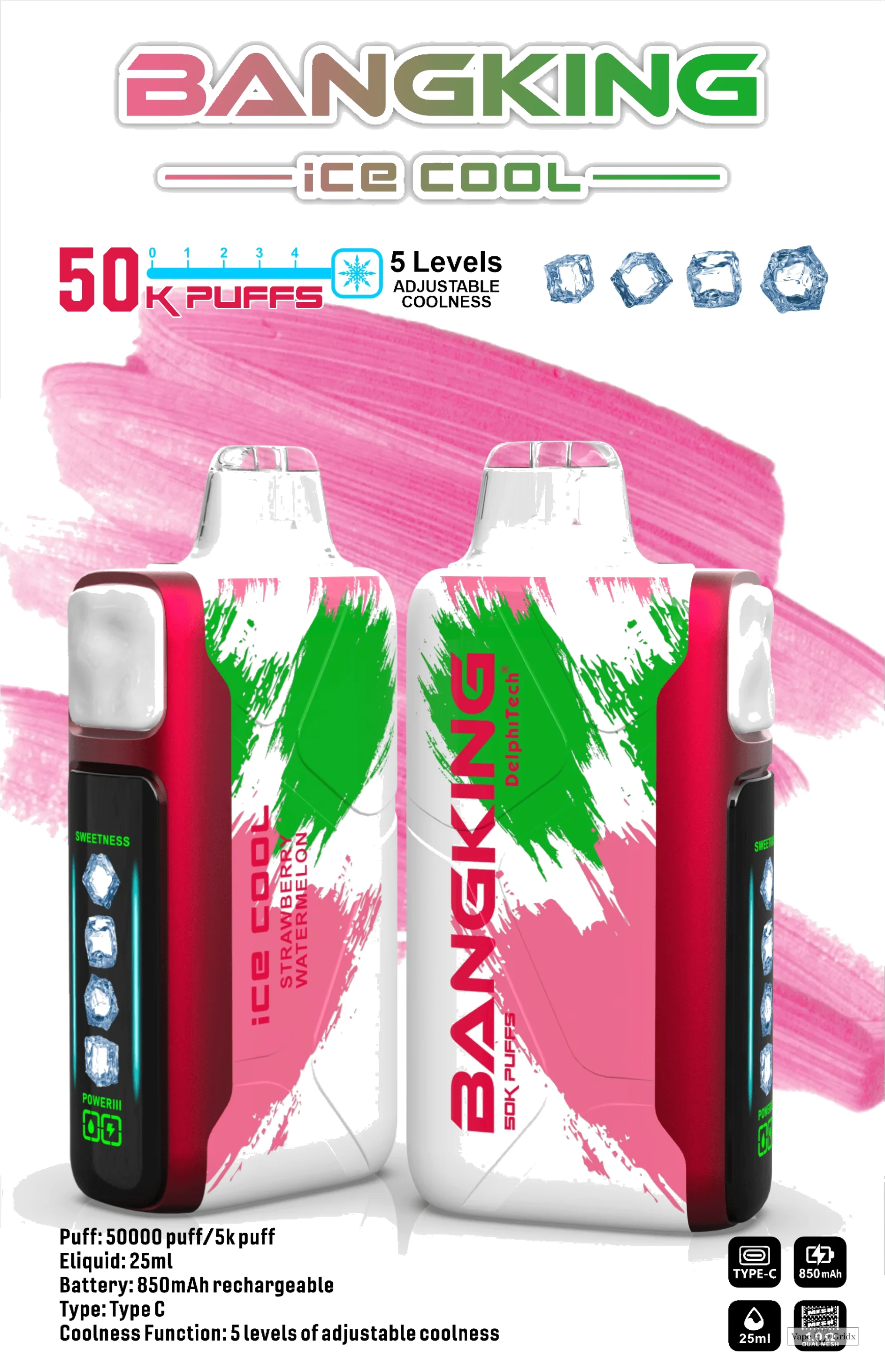 Bang King Ice Cool 60000 60K Trekjes met display wegwerp vape - image 3
