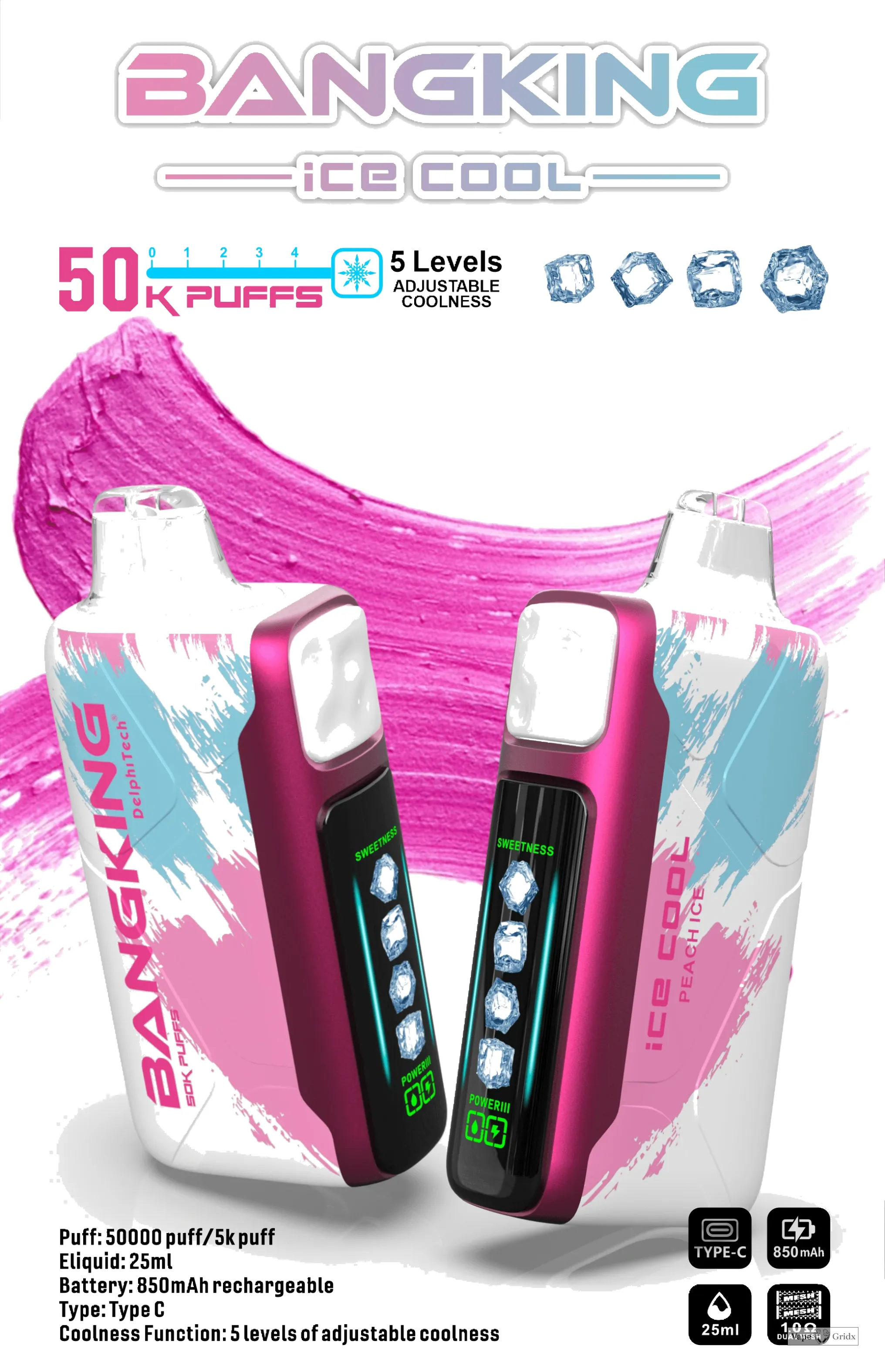 Bang King Ice Cool 60000 60K Trekjes met display wegwerp vape - image 4
