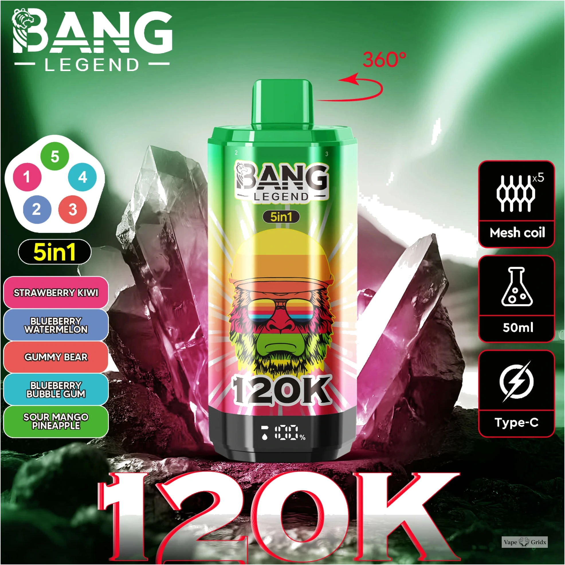 Bang Legend 120000 120K Trekjes Display Screen Wegwerp vape
