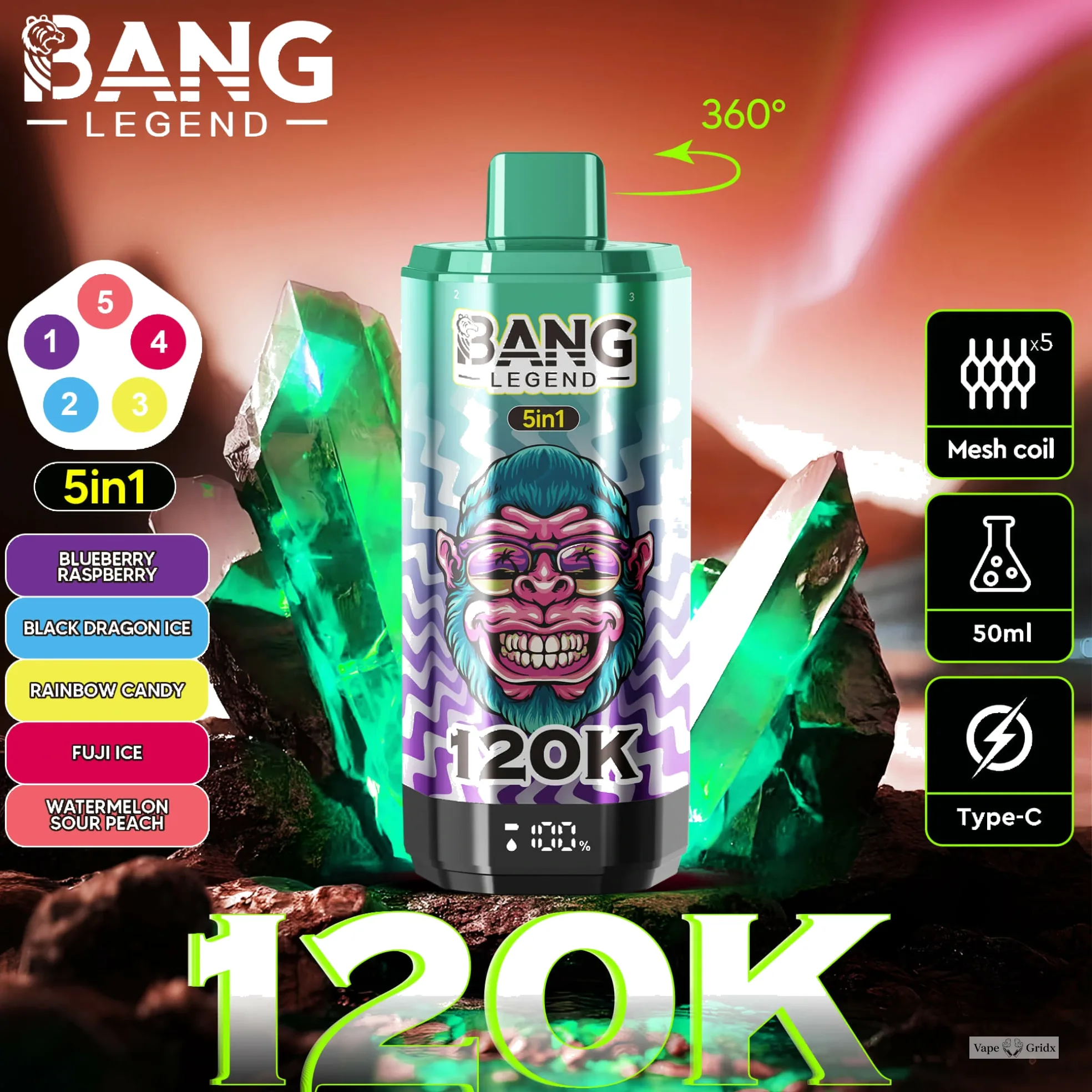 Bang Legend 120000 120K Trekjes Display Screen Wegwerp vape - image 3