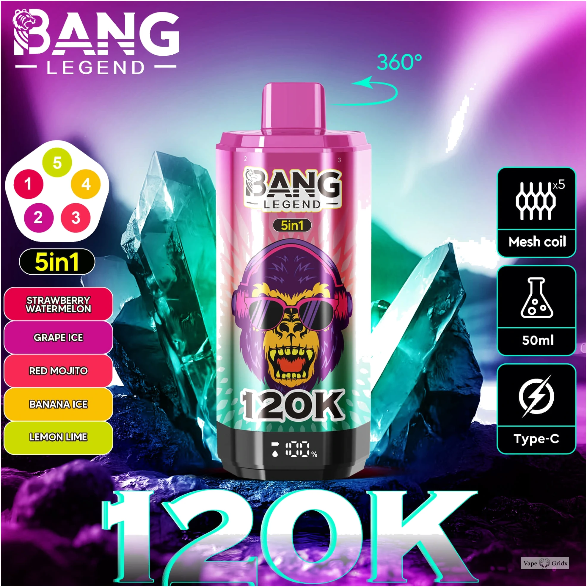 Bang Legend 120000 120K Trekjes Display Screen Wegwerp vape - image 4
