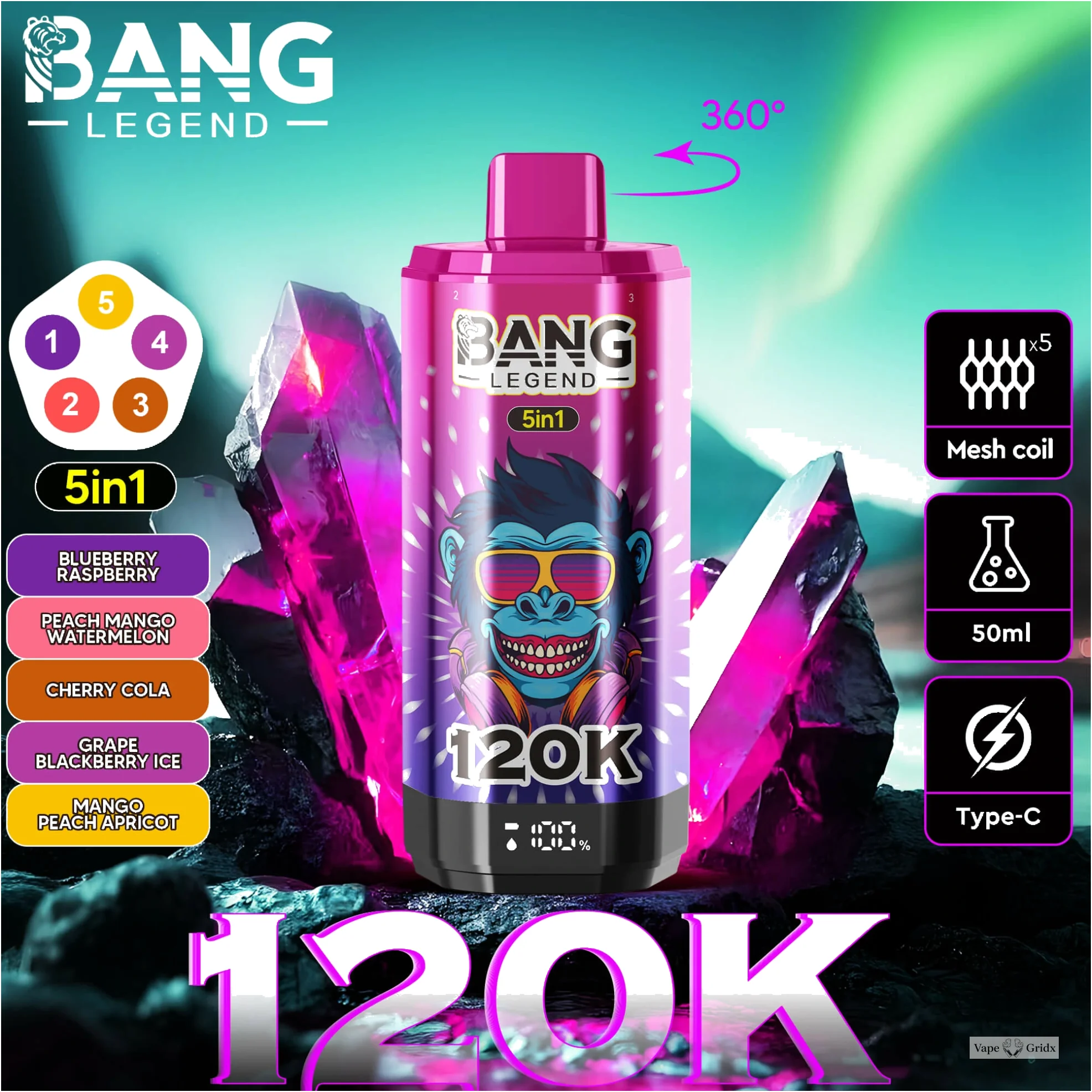 Bang Legend 120000 120K Trekjes Display Screen Wegwerp vape - image 5