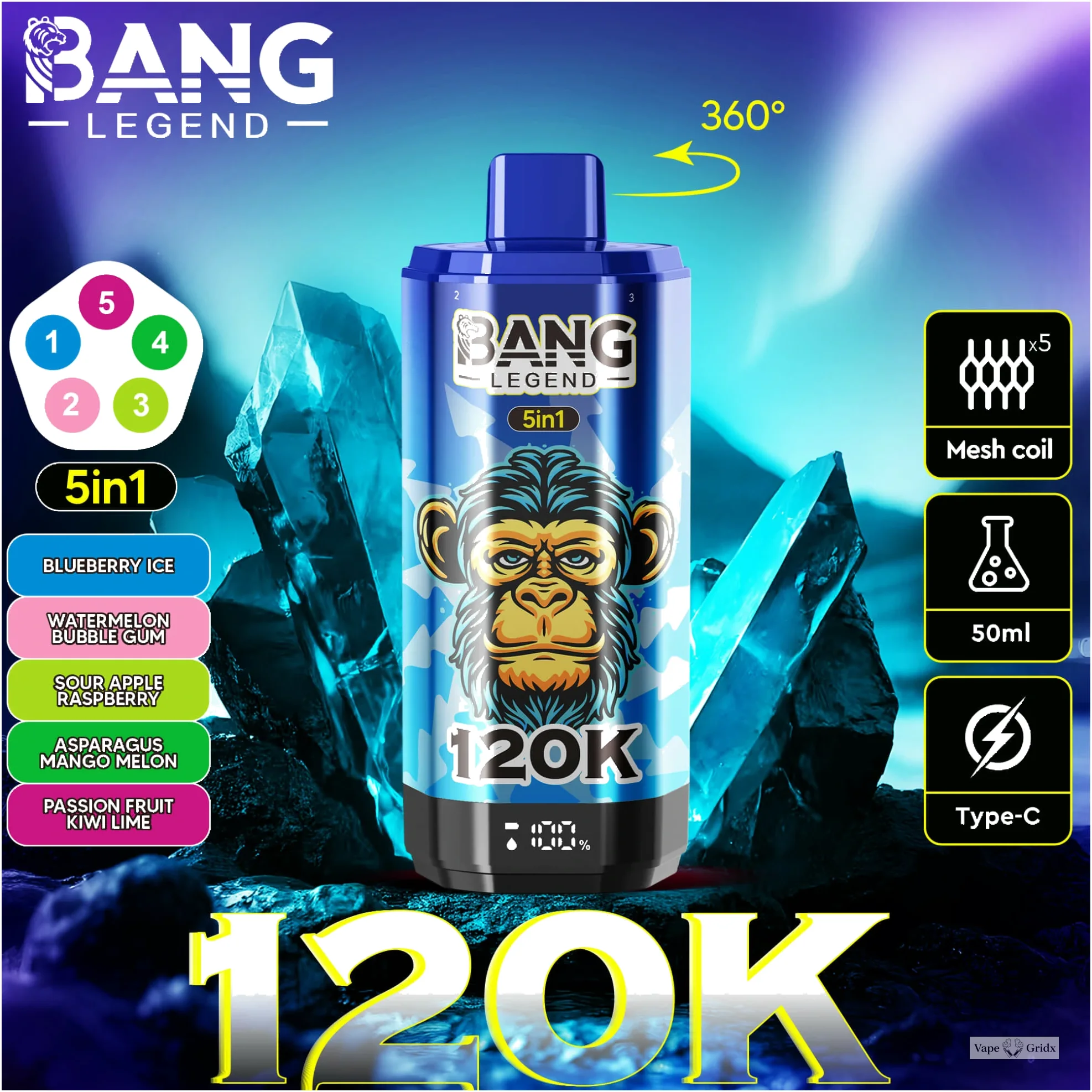 Bang Legend 120000 120K Trekjes Display Screen Wegwerp vape - image 8