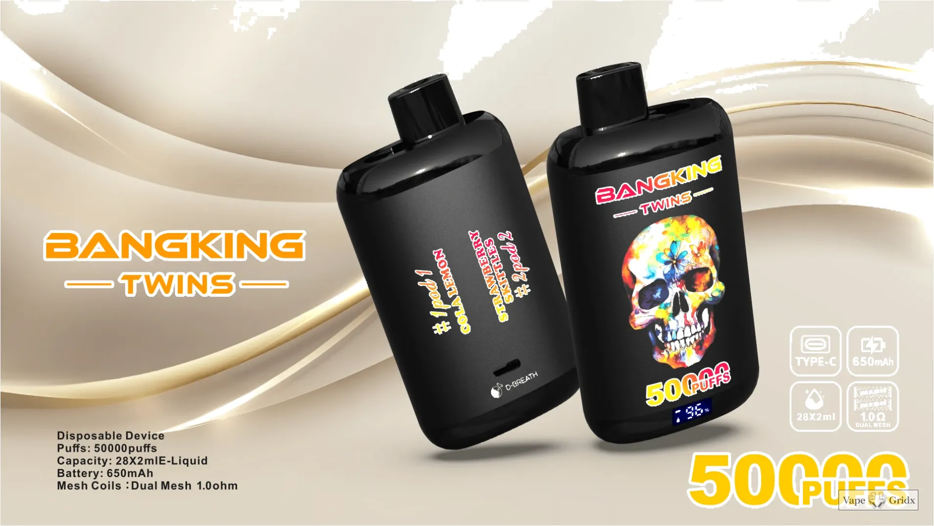 Bang Twins 50000 50K Trekjes Dual smaak Wegwerp vape