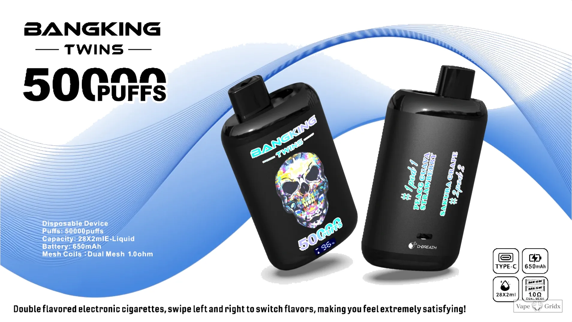 Bang Twins 50000 50K Trekjes Dual smaak Wegwerp vape - image 9