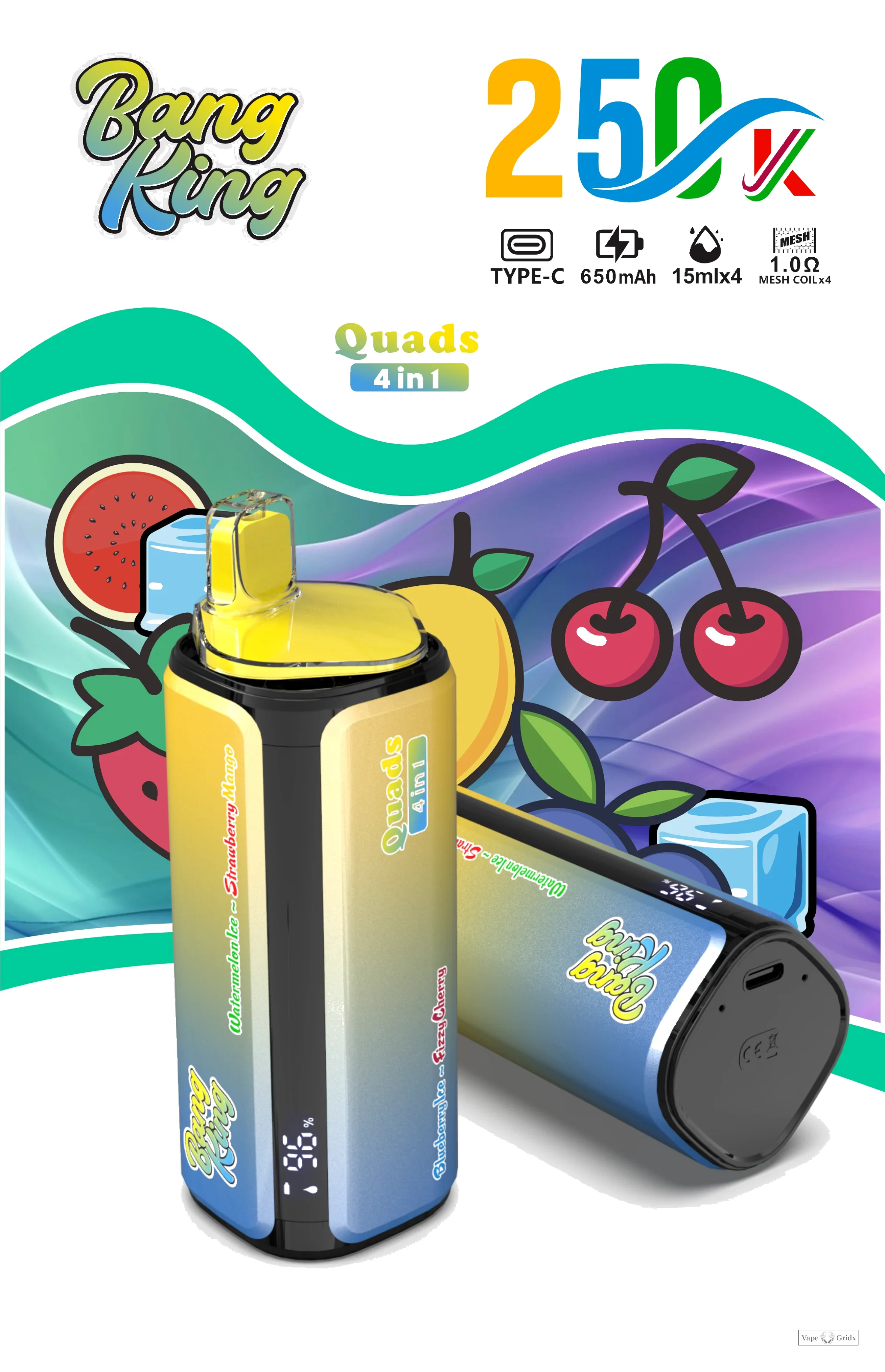 Bang King Quads 250000 250K Trekjes 4-in-1 Wegwerp vape - image 5