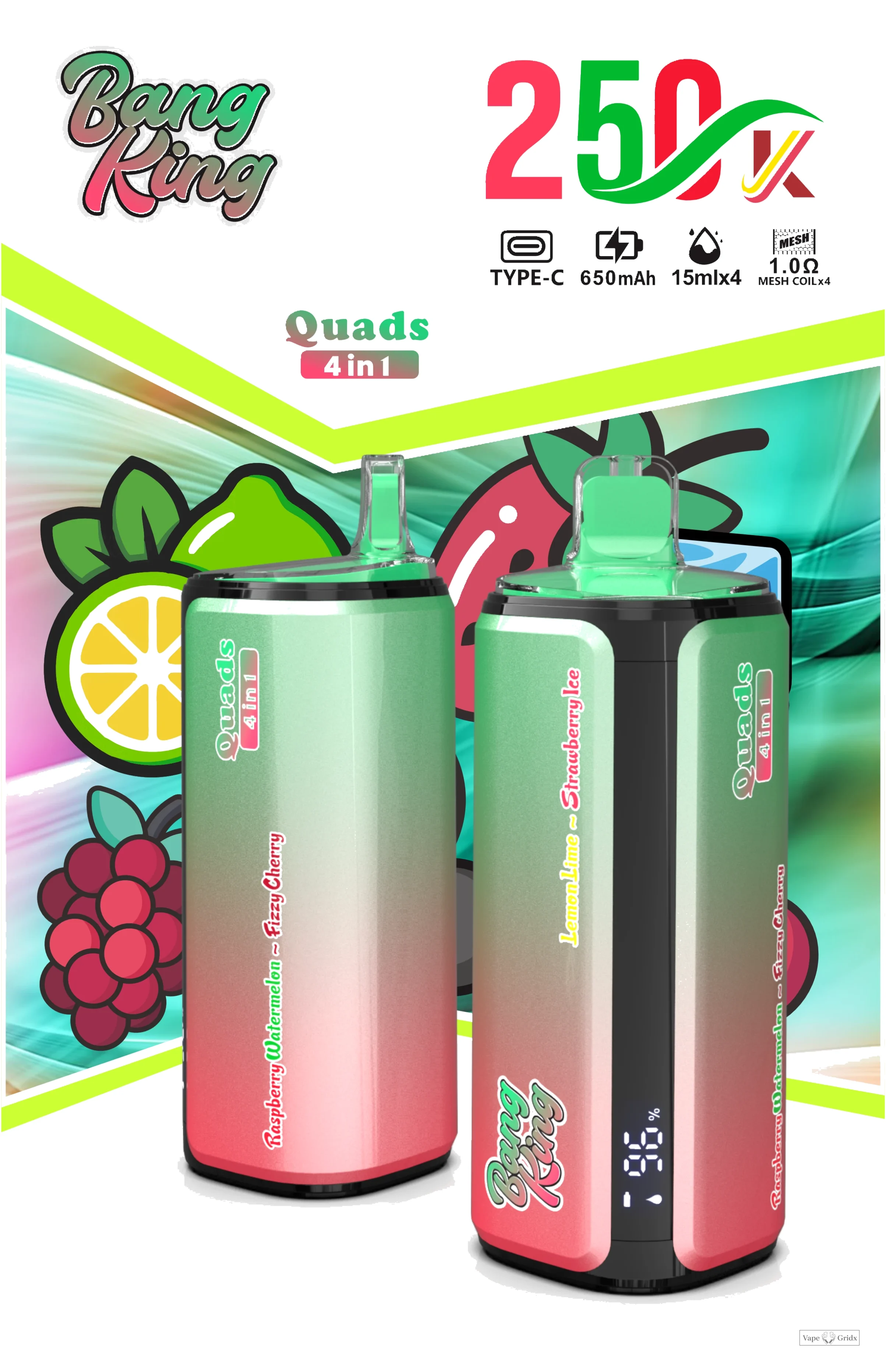 Bang King Quads 250000 250K Trekjes 4-in-1 Wegwerp vape - image 10